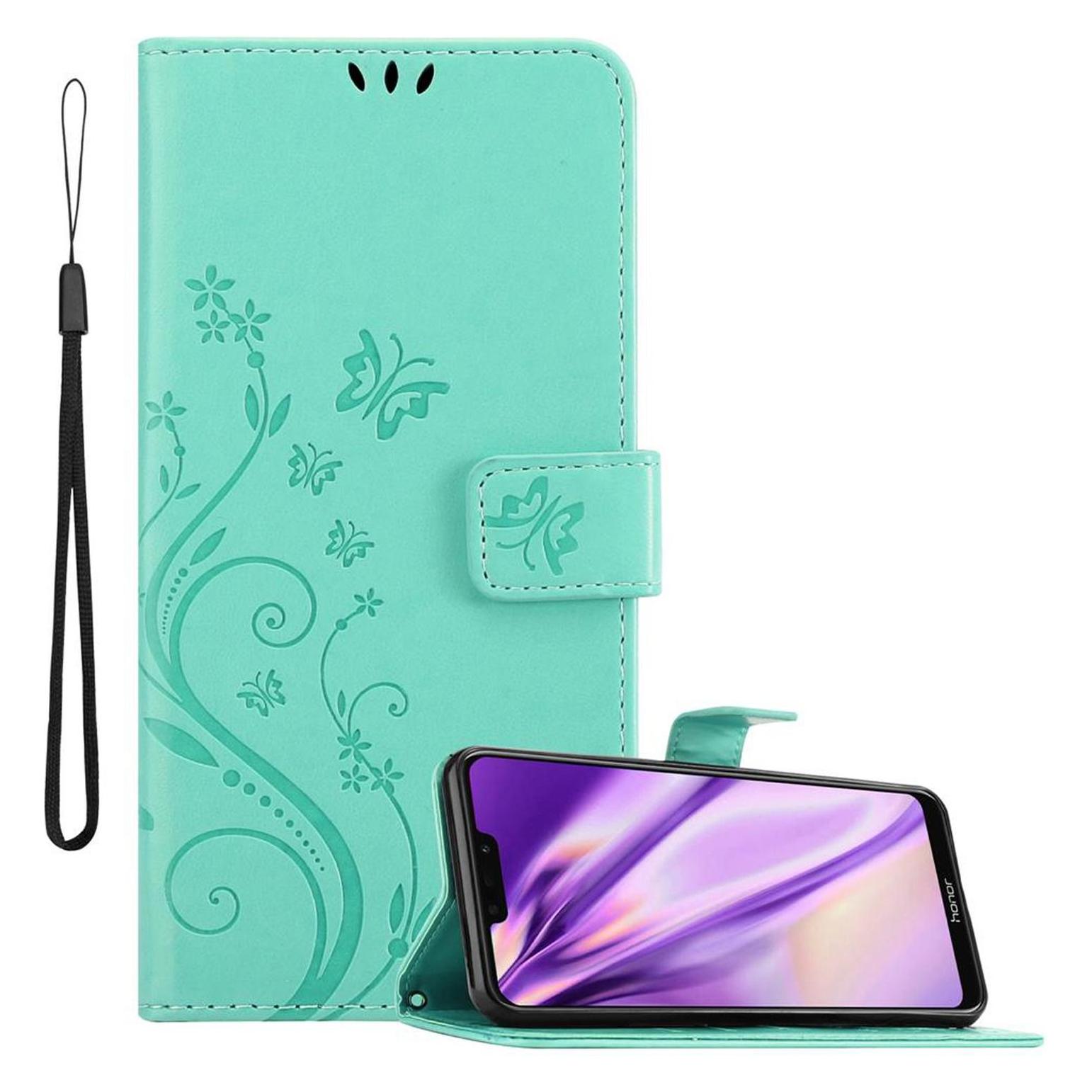 Bild von Cadorabo Flower Book Cover (Honor 8C), Smartphone Hülle, Türkis