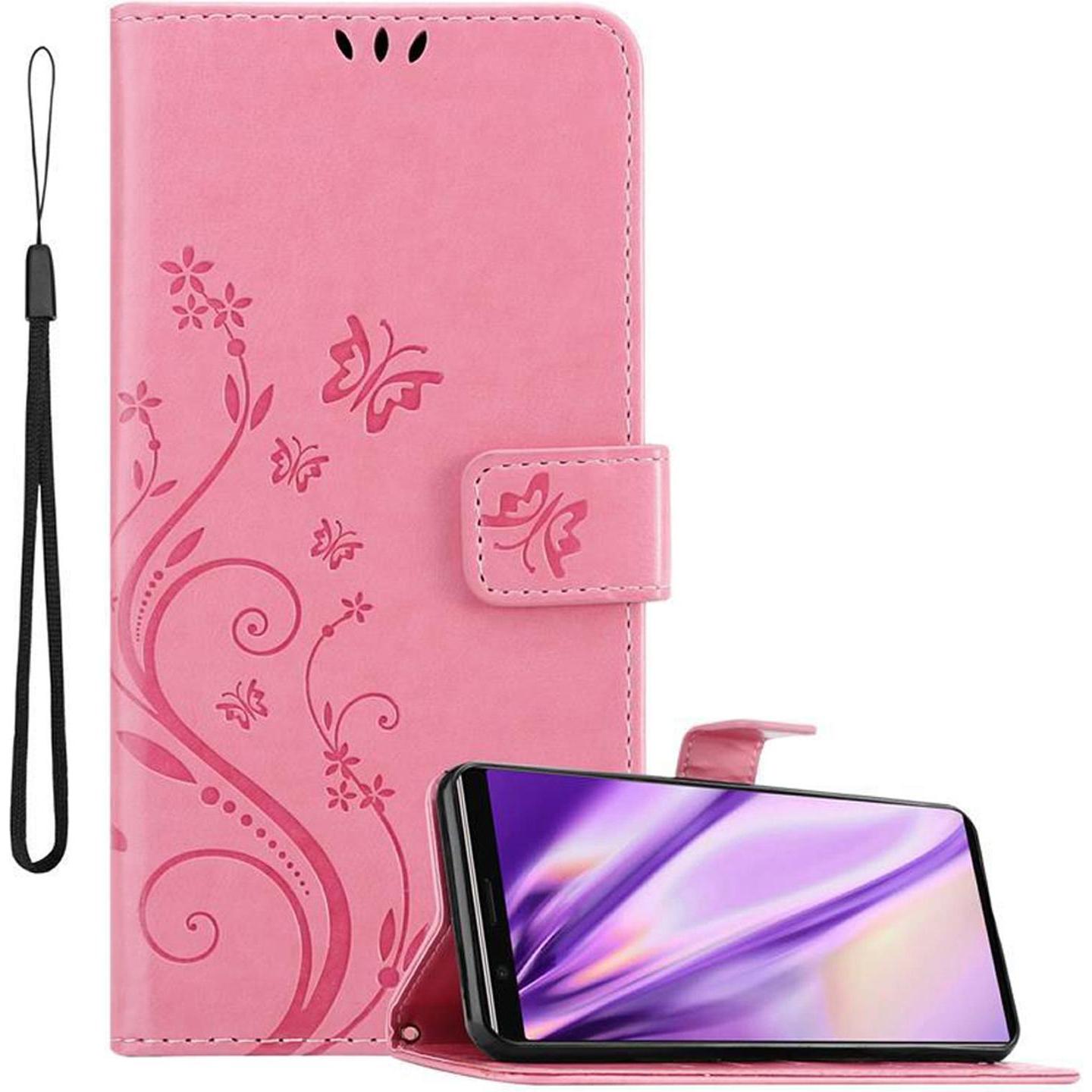Bild von Sony Xperia 5 Schutzhülle Hülle - mit Blumenmuster und Kartenfach FLORAL ROSA