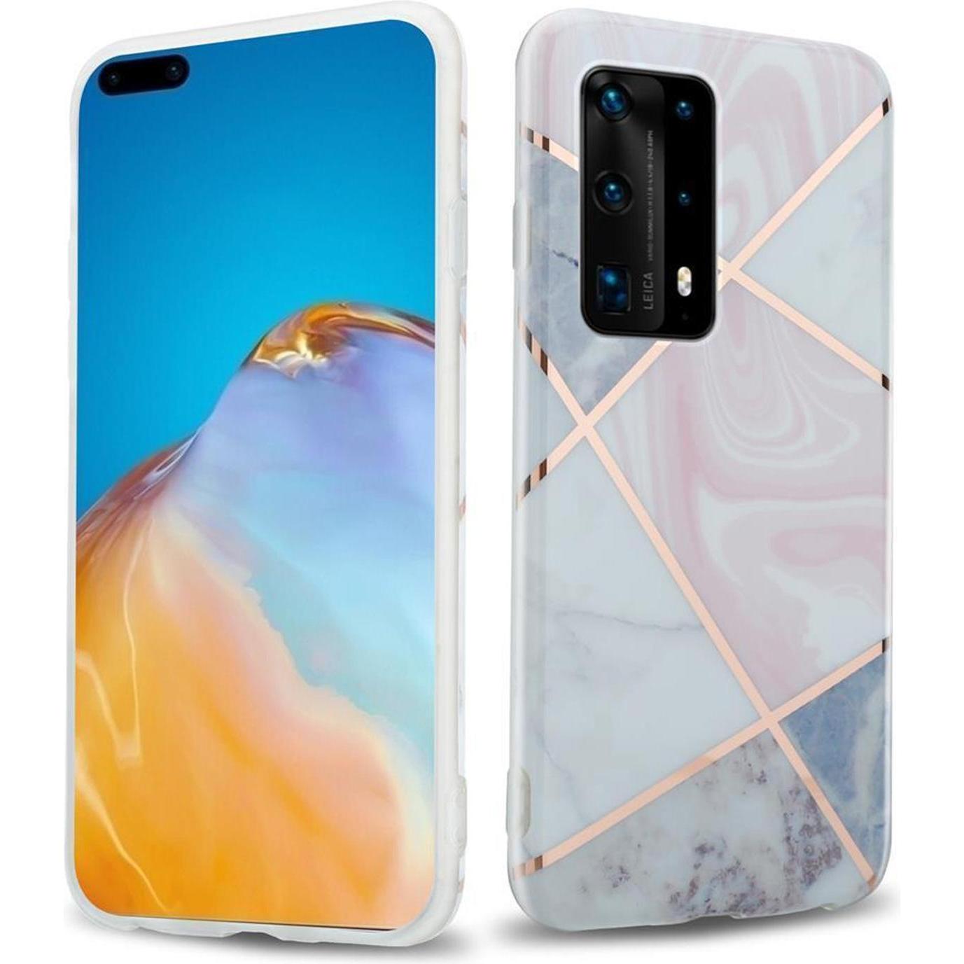 Bild von Cadorabo IMD TPU Bunter Marmor Cover (Huawei P40), Smartphone Hülle, Rosa