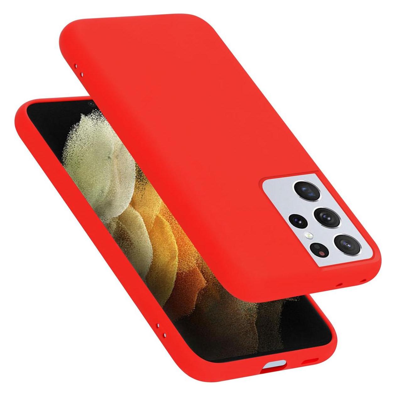 Bild von Cadorabo TPU Liquid Silicone Case Hülle (Samsung Galaxy S21 Ultra), Smartphone Hülle, Rot
