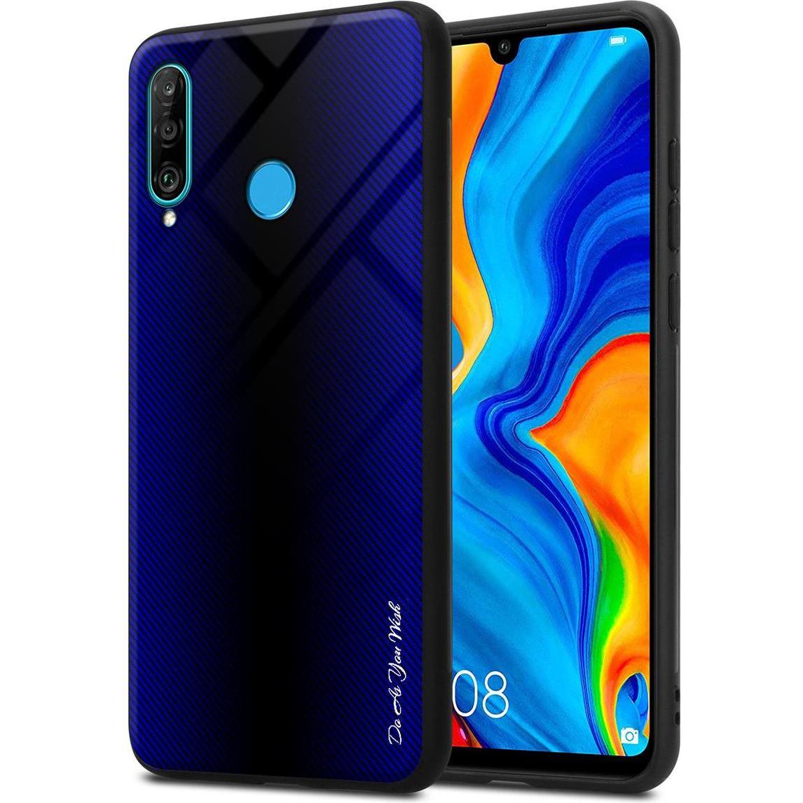Bild von Cadorabo TPU Gestreiftes Glas Cover (Huawei P30 Lite), Smartphone Hülle, Violett