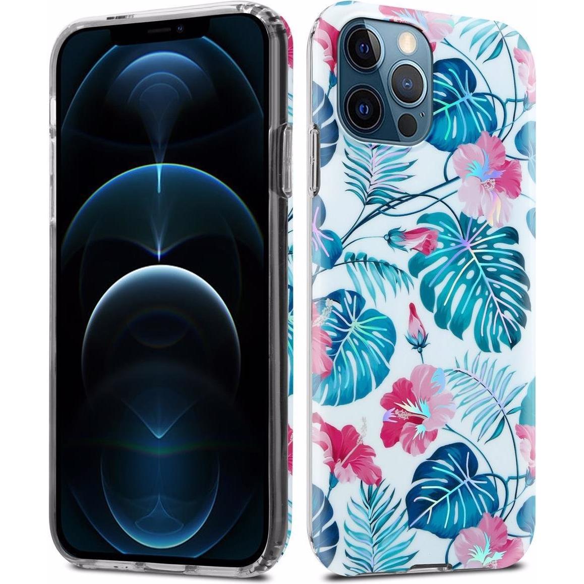 Bild von Cadorabo IMD TPU Bunte Blumen & Blätter Cover (Apple iPhone 12 Pro Max), Smartphone Hülle, Weiss