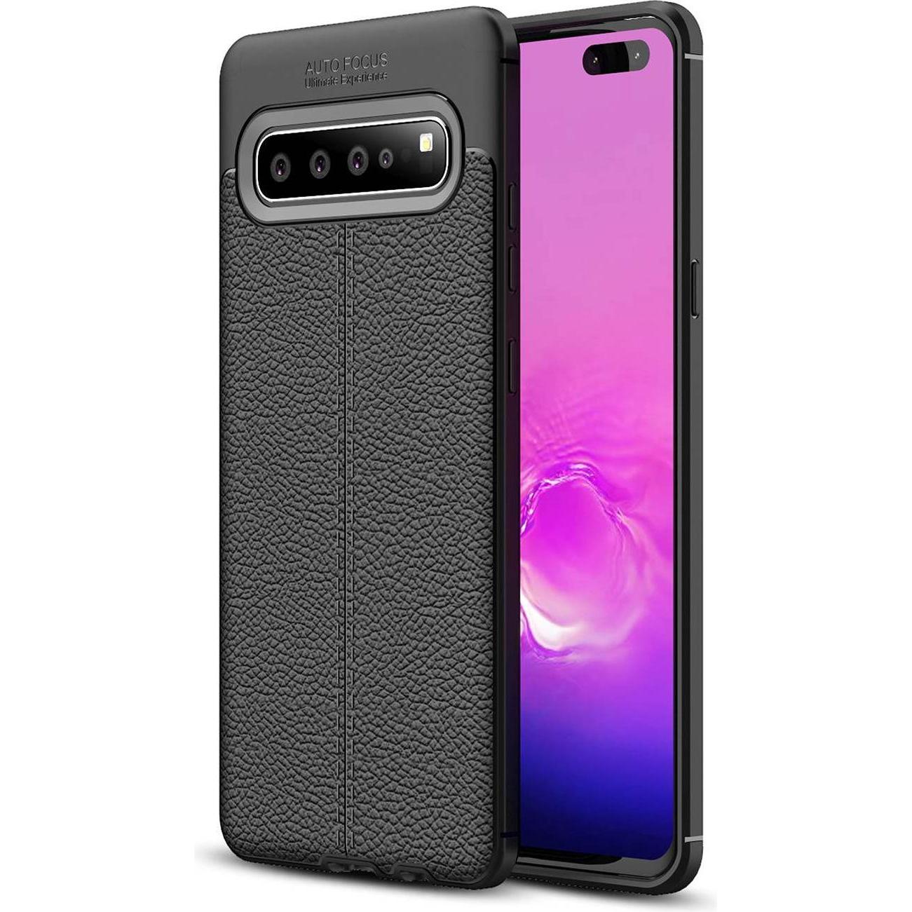 Bild von Cadorabo TPU Cover Kunstleder Struktur (Samsung Galaxy S10 5G), Smartphone Hülle, Schwarz