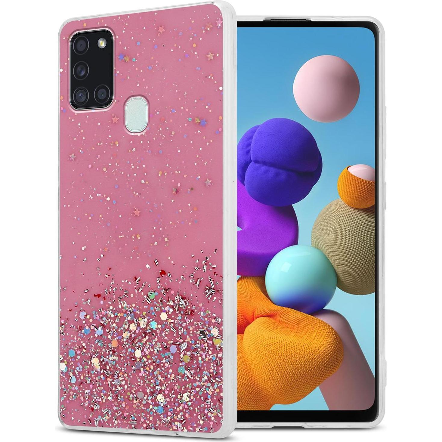 Bild von Cadorabo TPU Cover funkelnder Glitter (Samsung Galaxy A21s), Smartphone Hülle, Rosa