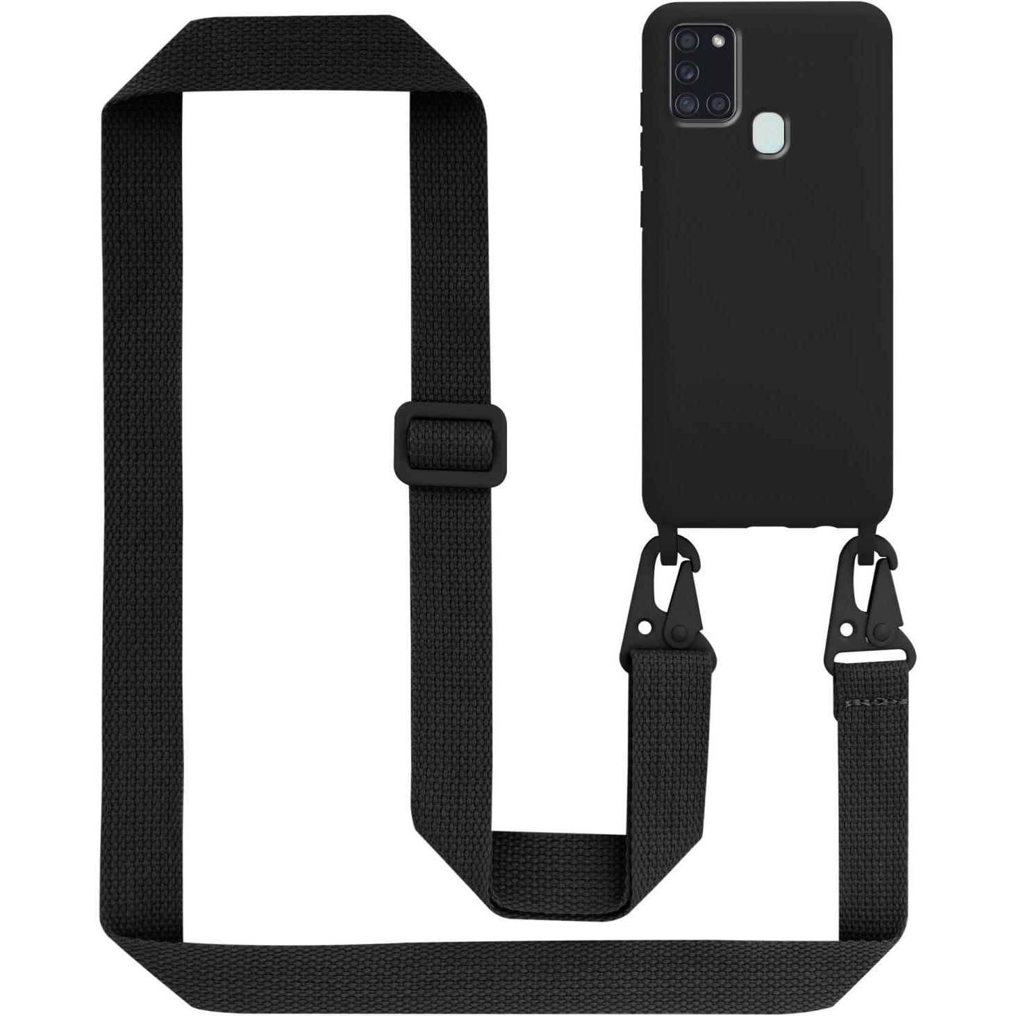 Bild von Handykette für Samsung Galaxy A21s Silikon Schutzhülle mit längen verstellbarer Kordel LIQUID SCHWARZ