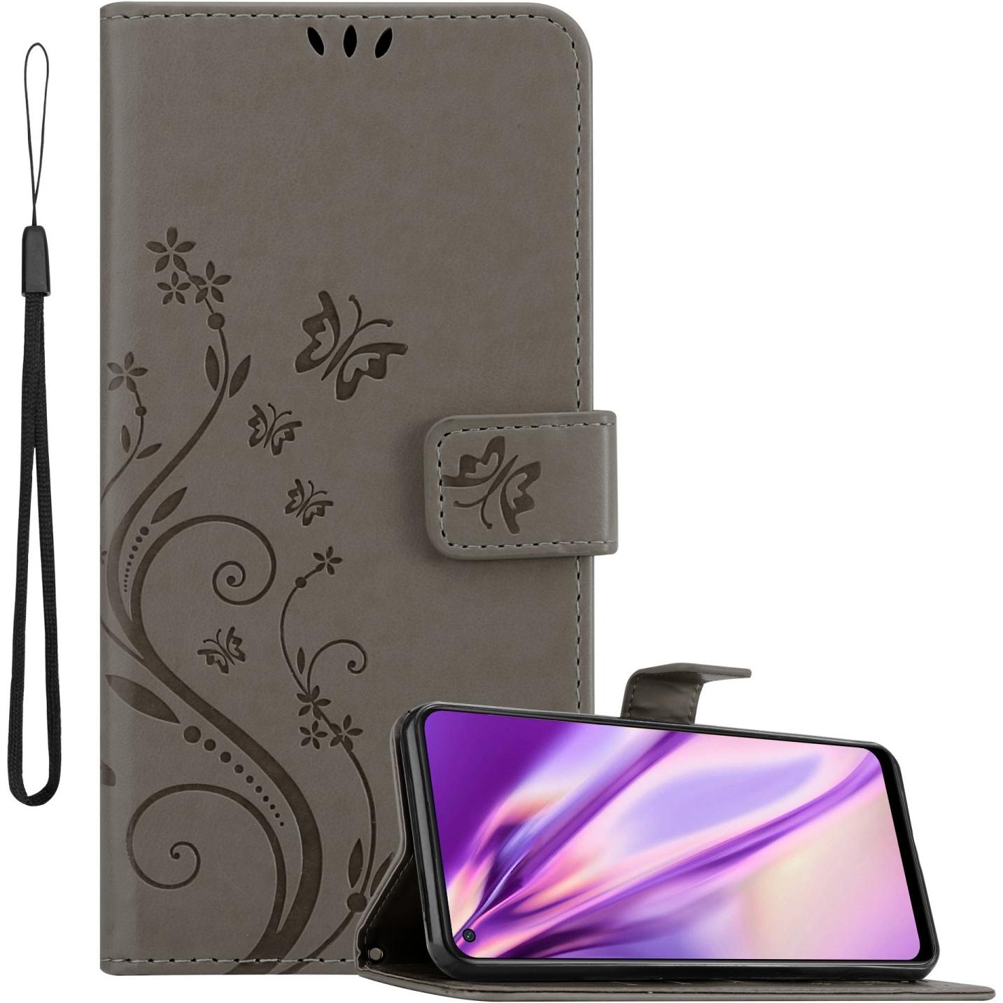 Bild von Cadorabo Flower Book Hülle (Oppo A94 5G), Smartphone Hülle, Grau