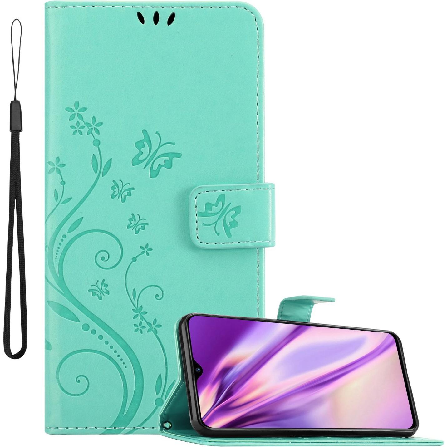 Bild von Cadorabo Flower Book Hülle für Realme X2 / XT / Oppo K5 (XT, X2, Oppo K5), Smartphone Hülle, Türkis