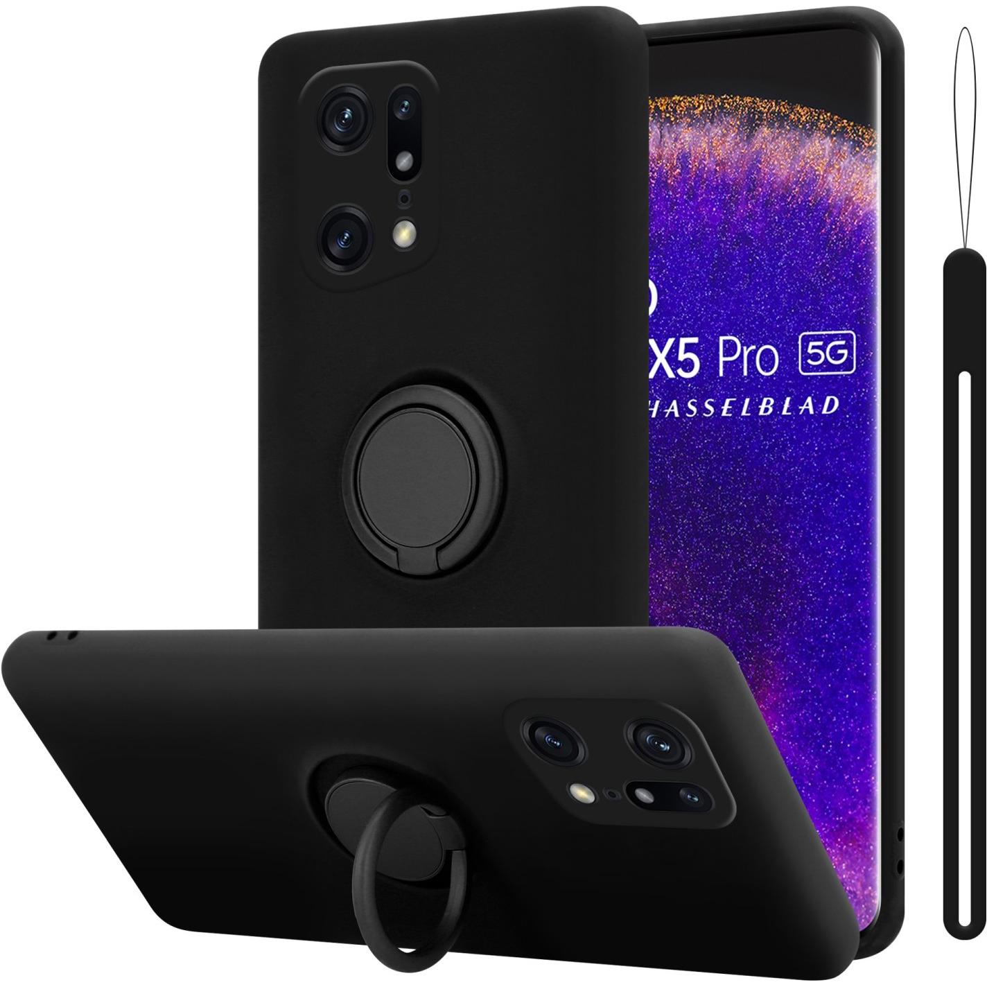Bild von Cadorabo TPU Liquid Ring Silicone Case Hülle für Oppo FIND X5 PRO (Oppo Reno 7 5G, Oppo Find X5 Lite), Smartphone Hülle, Schwarz
