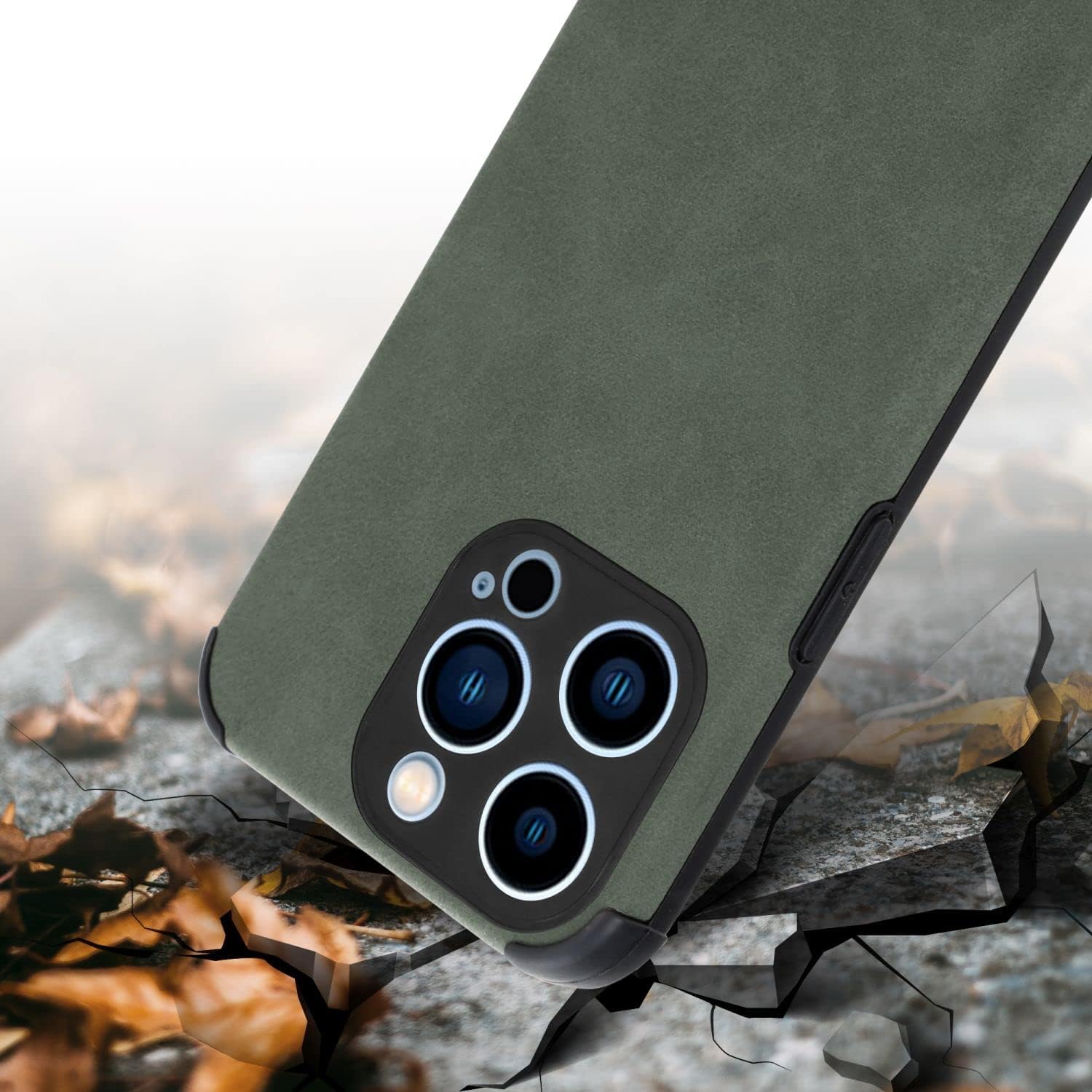 Bild von Cadorabo Hülle kompatibel mit Apple iPhone 13 PRO Schutzhülle TPU Silikon Case Kunst Wildleder Design Slim Kratzfest Weiche Gummi mit Rundumschutz Case Hülle für iPhone 13 PRO in Grün