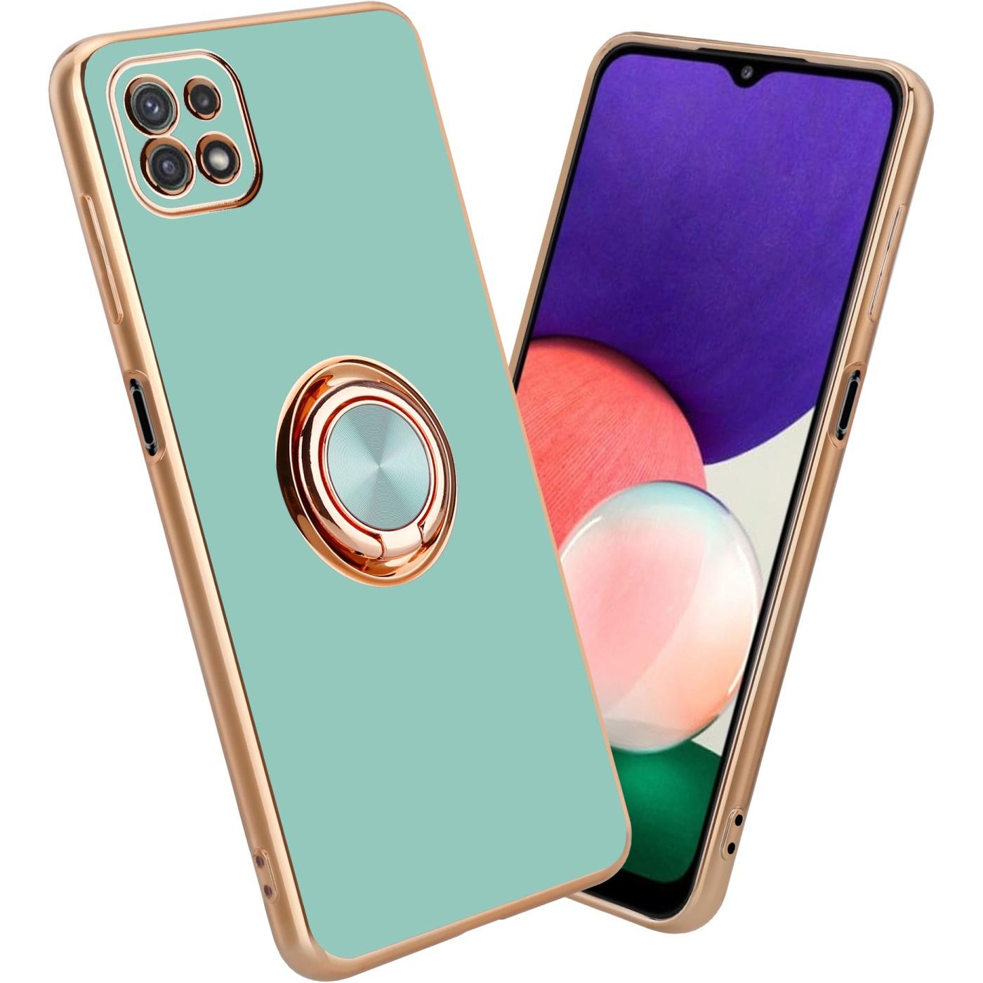 Bild von Cadorabo Hülle für Samsung Galaxy A22 5G im TPU mit Kameraschutz und Ring LM089 Style (Samsung Galaxy A22 5G), Smartphone Hülle, Türkis