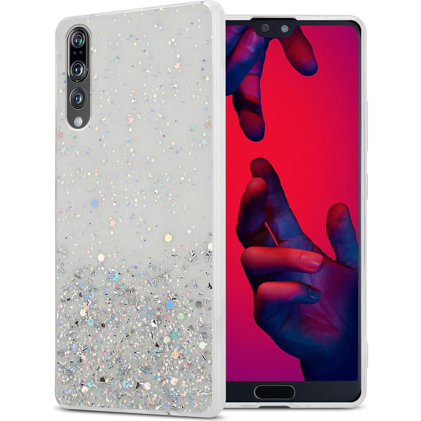 Bild von Cadorabo TPU Hülle mit Glitzer für Huawei P20 PRO / P20 PLUS (Huawei P20 Pro, Huawei P20 Plus), Smartphone Hülle, Transparent