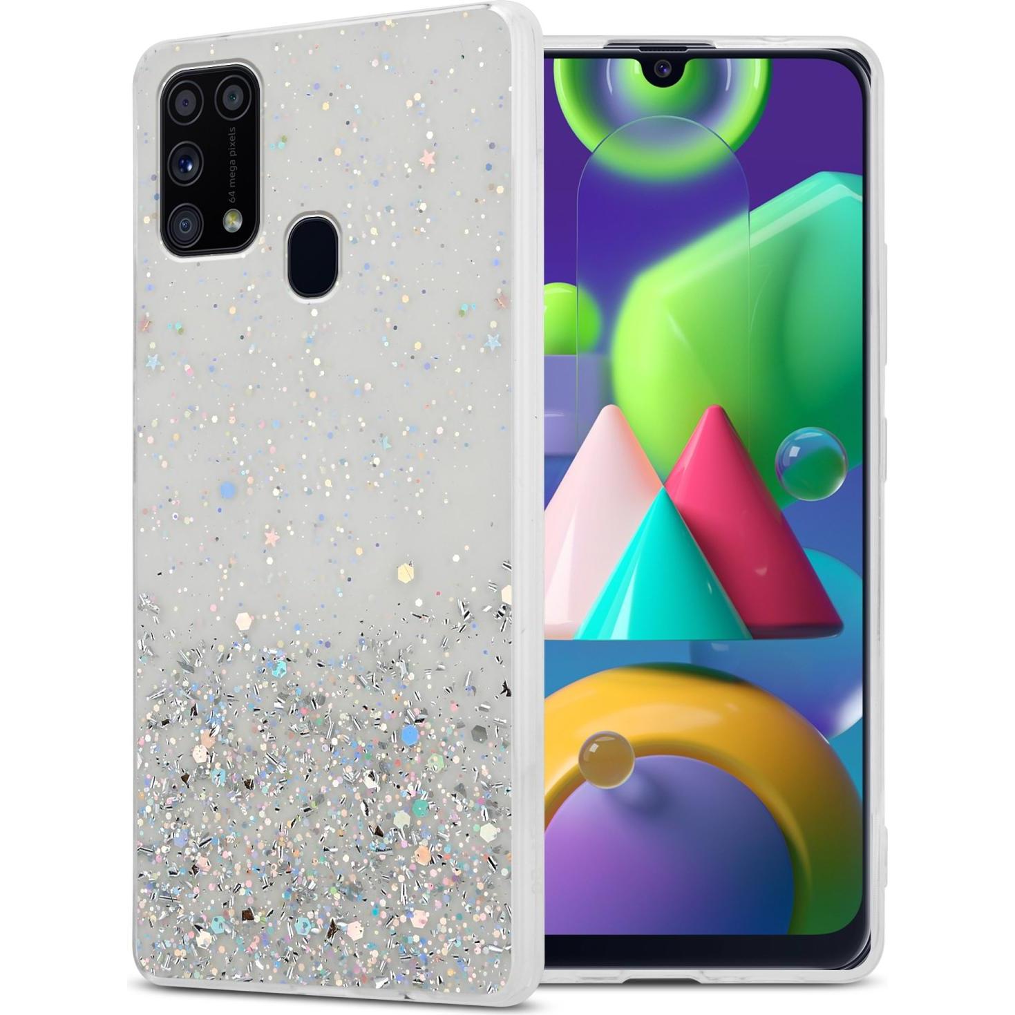 Bild von Cadorabo TPU Hülle mit Glitzer für Samsung Galaxy M31 (Samsung Galaxy M31), Smartphone Hülle, Transparent