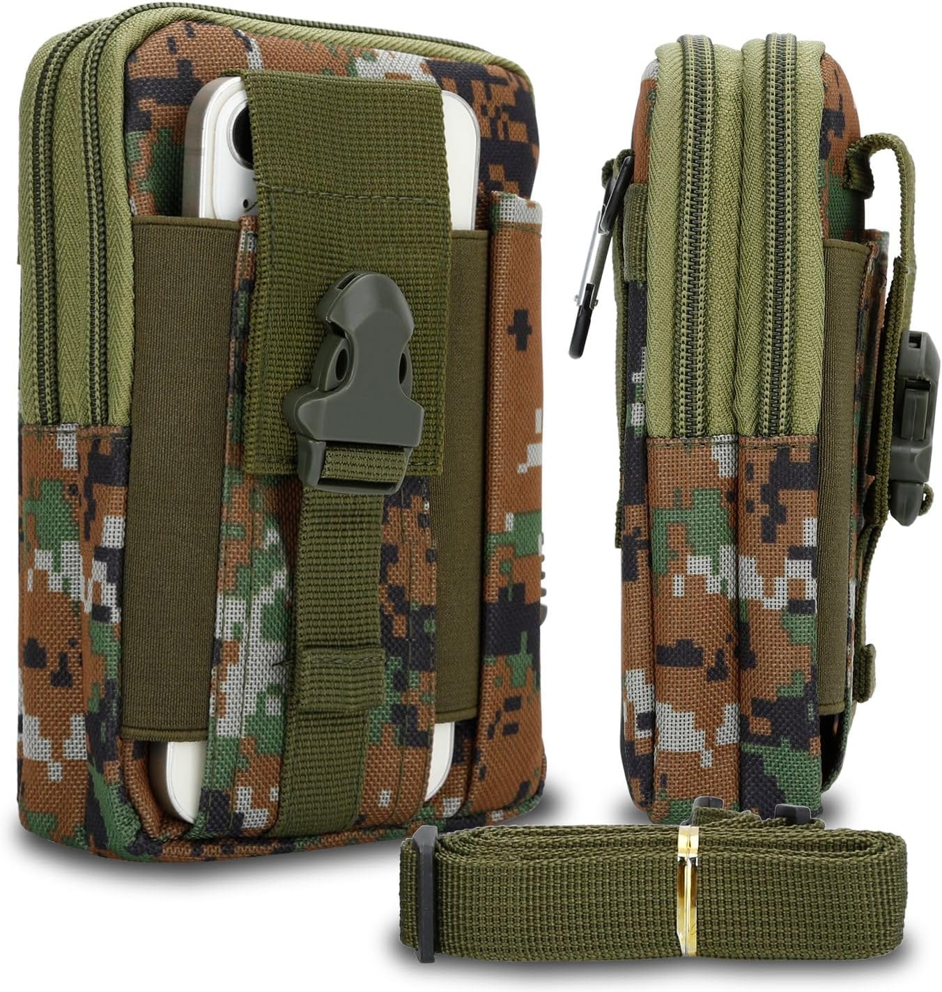 Bild von Cadorabo Taktische Handytasche in Camouflage GRÜN -Molle-EDC-Tasche kompatibel mit Huawei Mate 8 mit Schultergurt -Handyhalter, Militär Gürteltasche, Hüfttasche