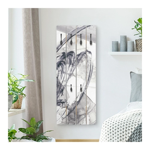 Bild von Wandgarderobe Holzpalette Sonar Schwarz Weiß I