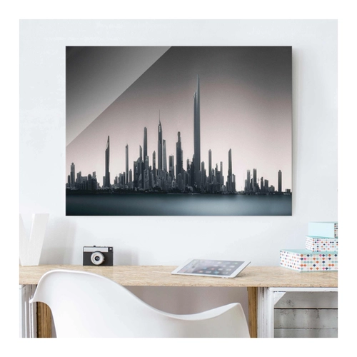 Bild von Glasbild Architektur & Skyline Sonnenaufgang Kuwait