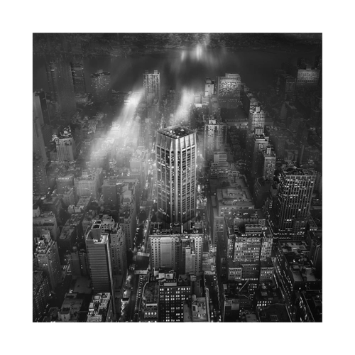 Bild von Alu-Dibond Schwarz-Weiß Sonnenlicht über New York City