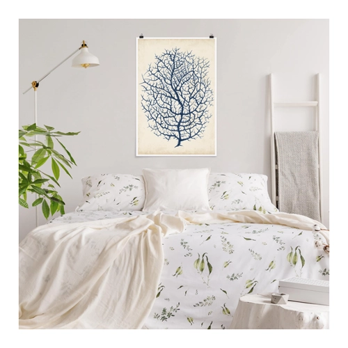 Bild von Poster Blumen Indigo Koralle I - Hochformat