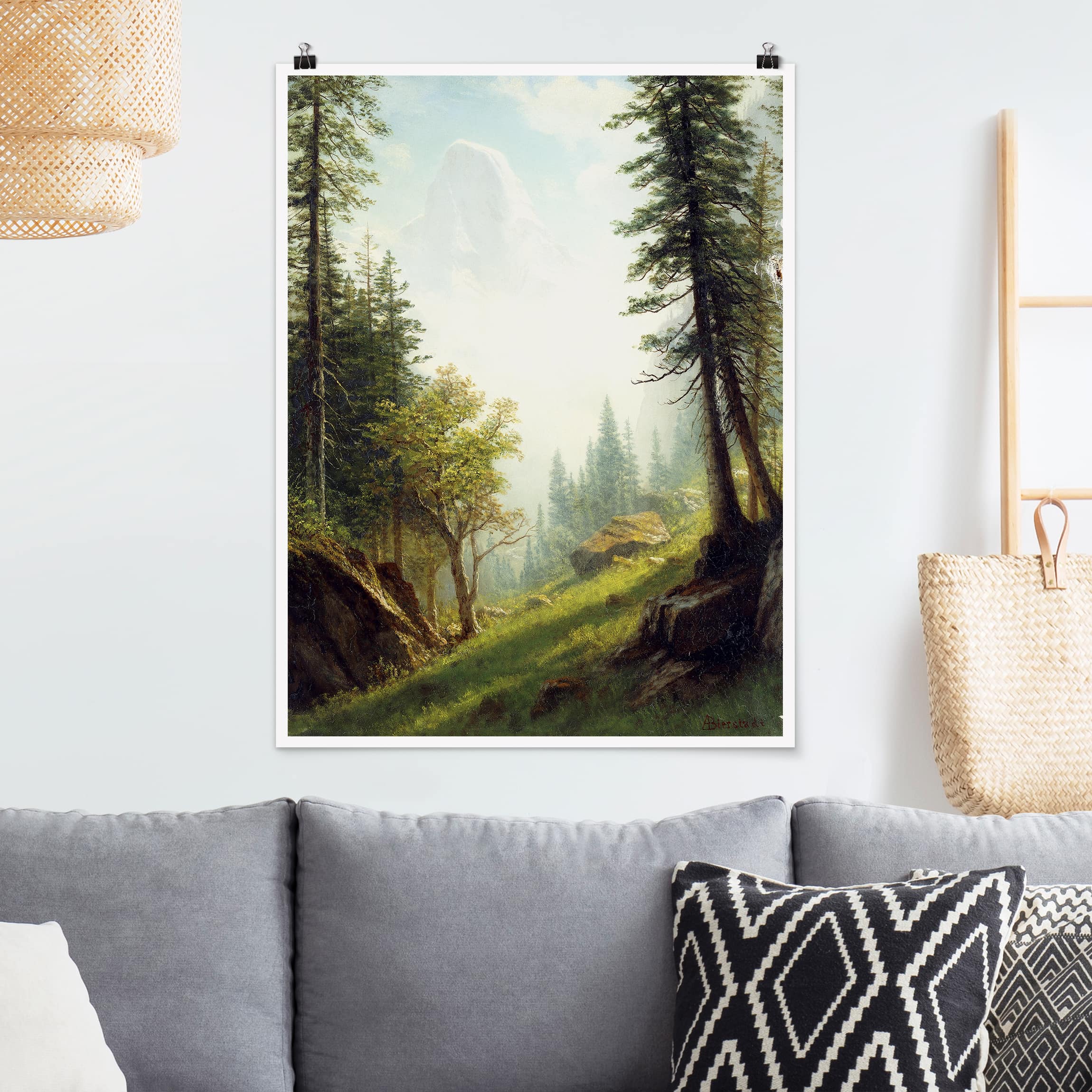 Bild von Poster Wanddekoration Albert Bierstadt - In den Berner Alpen Matt 40 x 30cm