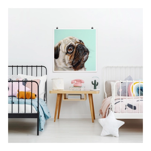 Bild von Poster Belohnung für Mops - Kunstdruck Quadrat 30 x 30cm