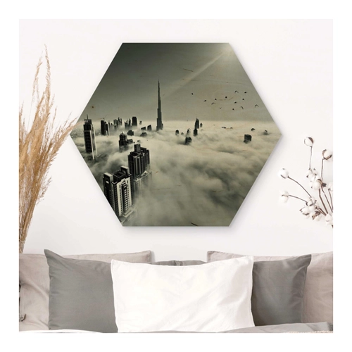 Bild von Hexagon-Holzbild Up and Above: Ein Blickfang für Ihr Zuhause