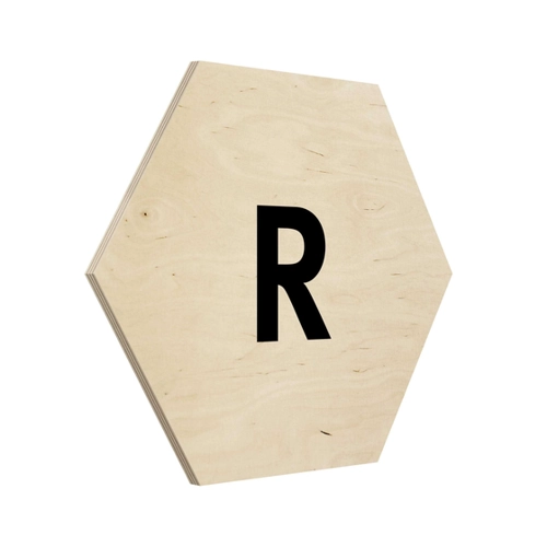 Bild von Hexagon-Holzbild Buchstabe Weiß R – Ein stilvolles Wandbild für Ihr Zuhause