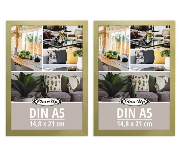 Bild von Close Up Bilderrahmen Posterrahmen 14,8 x 21 cm 2er Set (DIN A5) Holzdekor gold