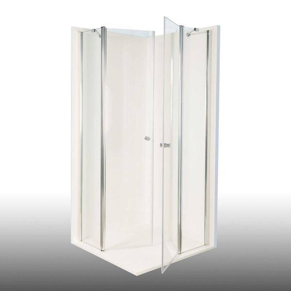 Bild von Dusbad, Duschkabine + Duschwand, Duschkabine/ Duschabtrennung Vital 2 4tlg Pendeltür an Festteil / Eckdusche (75 cm, 82.50 cm, 202.50 cm)