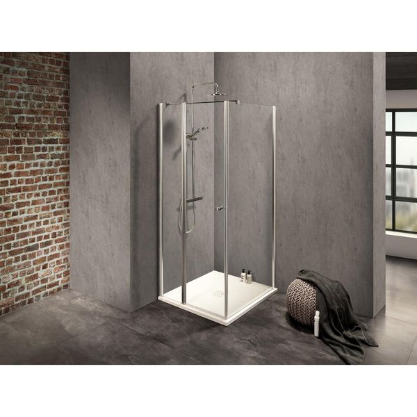 Bild von Dusbad, Duschkabine + Duschwand, Duschkabine/ Duschabtrennung Vital 2 Drehtür an Festteil links + Duschwand rechts (Kombination) (75 cm, 75 cm)