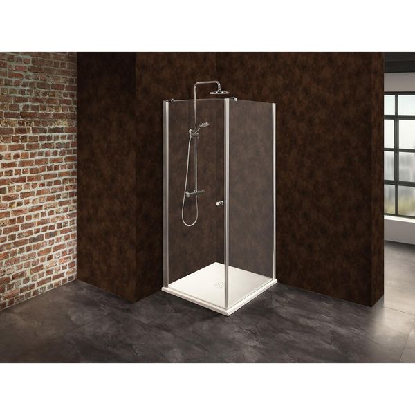 Bild von Dusbad, Duschkabine + Duschwand, Duschkabine/ Duschabtrennung Vital 2 Drehtür links + Duschwand rechts (Kombination) (80 cm, 92.50 cm, 202.50 cm)