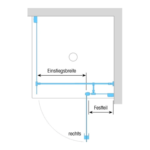 Bild von Dusche Dusbad Vital 2 Drehtür an Festteil rechts + Duschwand links