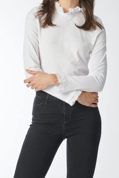 Bild von Rich & Royal Langarmshirt »2409 O Slub F LS«, mit Rüschenkante an Ausschnitt und Ärmelsaum