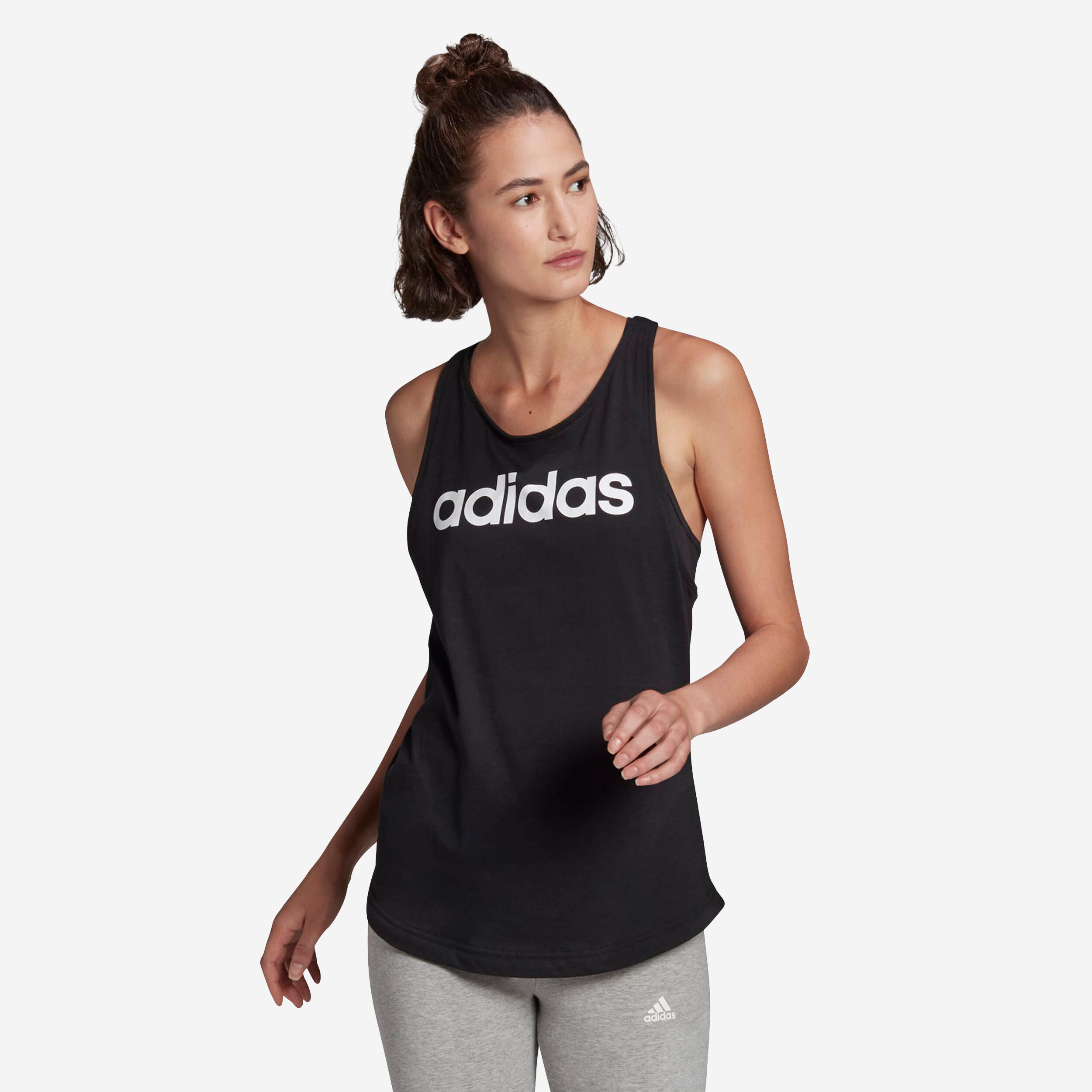 Bild von adidas Tanktop, U-Ausschnitt, Baumwolle, für Damen, schwarz, M