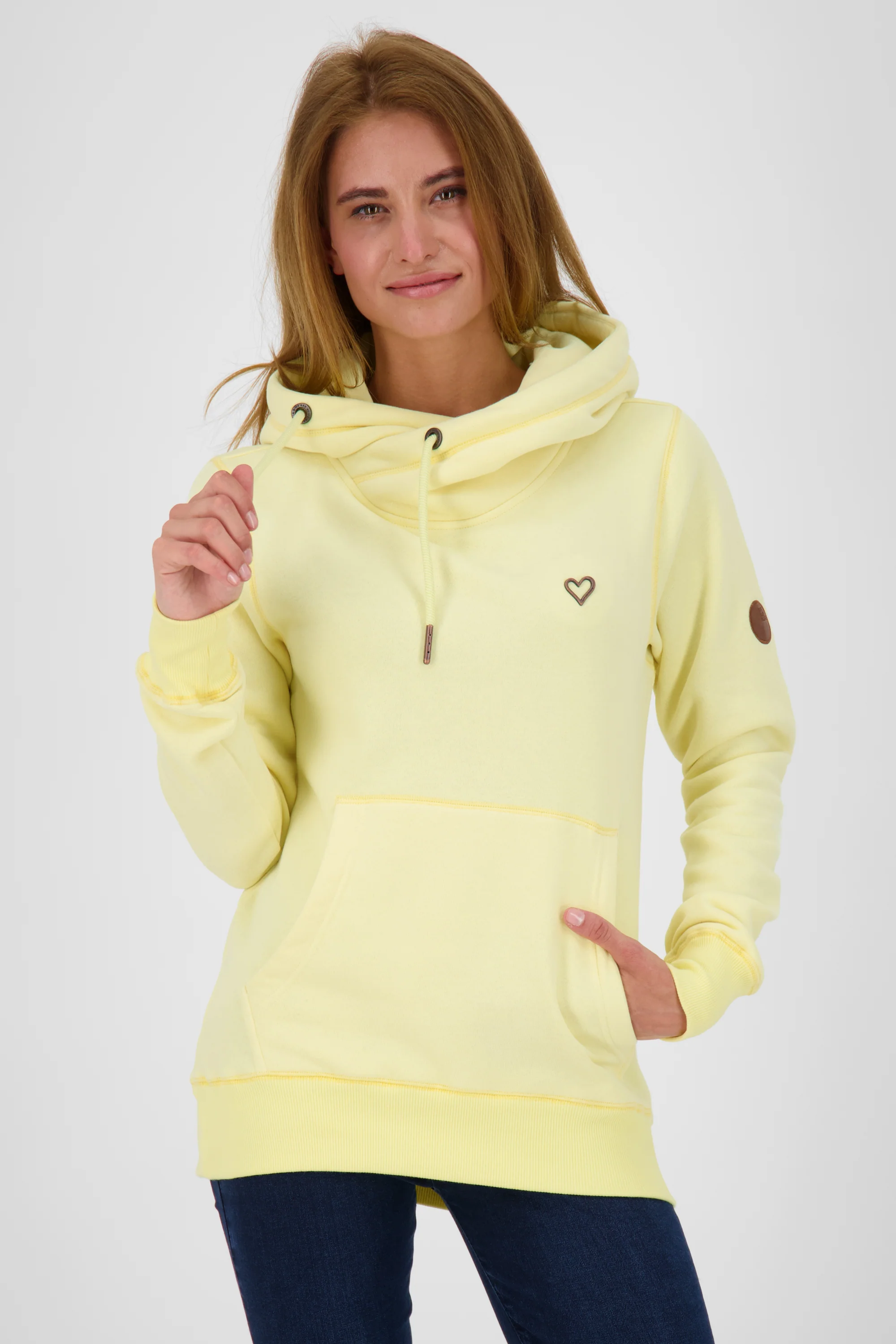 Bild von Pastellfarbener Hoodie SarahAK A mit figurnaher Schnittform Gelb