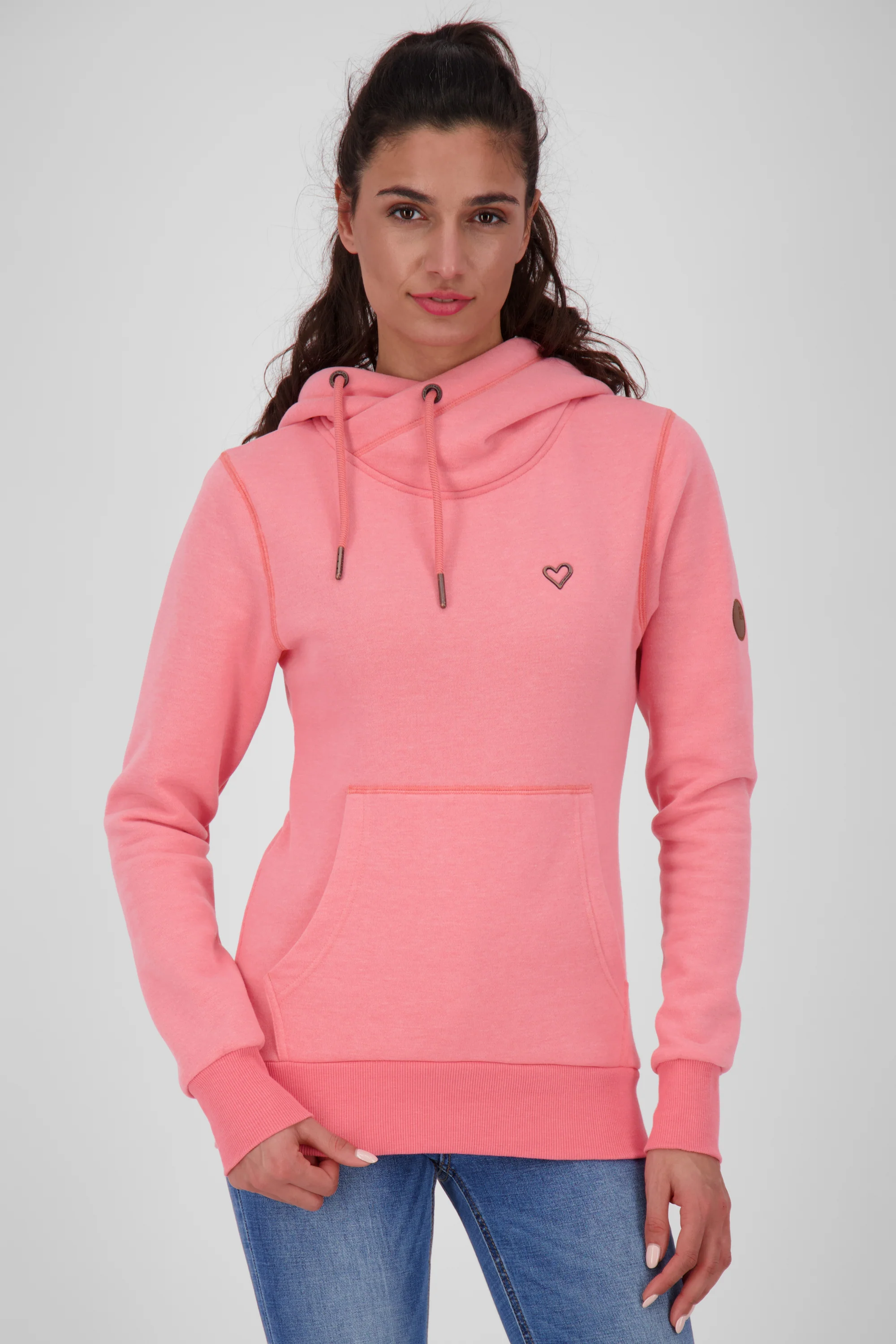 Bild von Pastellfarbener Hoodie SarahAK A mit figurnaher Schnittform Orange