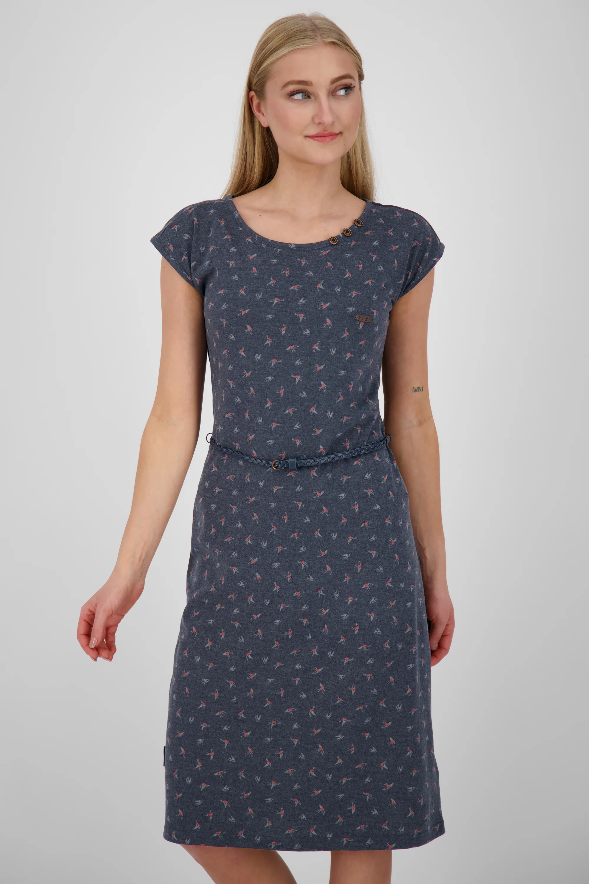 Bild von MelliAK Damenkleid mit niedlichen Zierknöpfen Dunkelblau