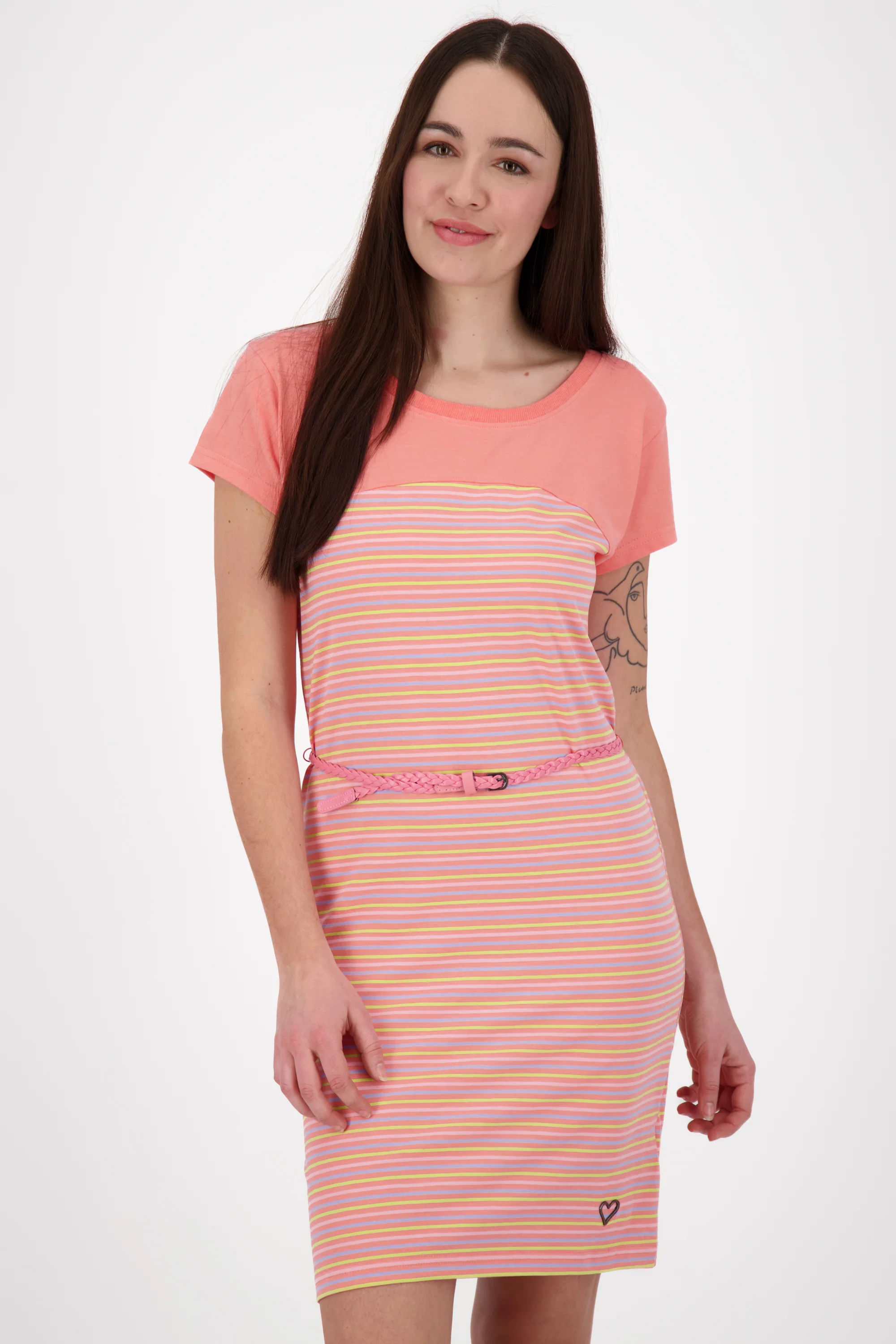 Bild von Alife and Kickin Damenkleid ClariceAK - Streifenmuster und weibliche Silhouette Orange