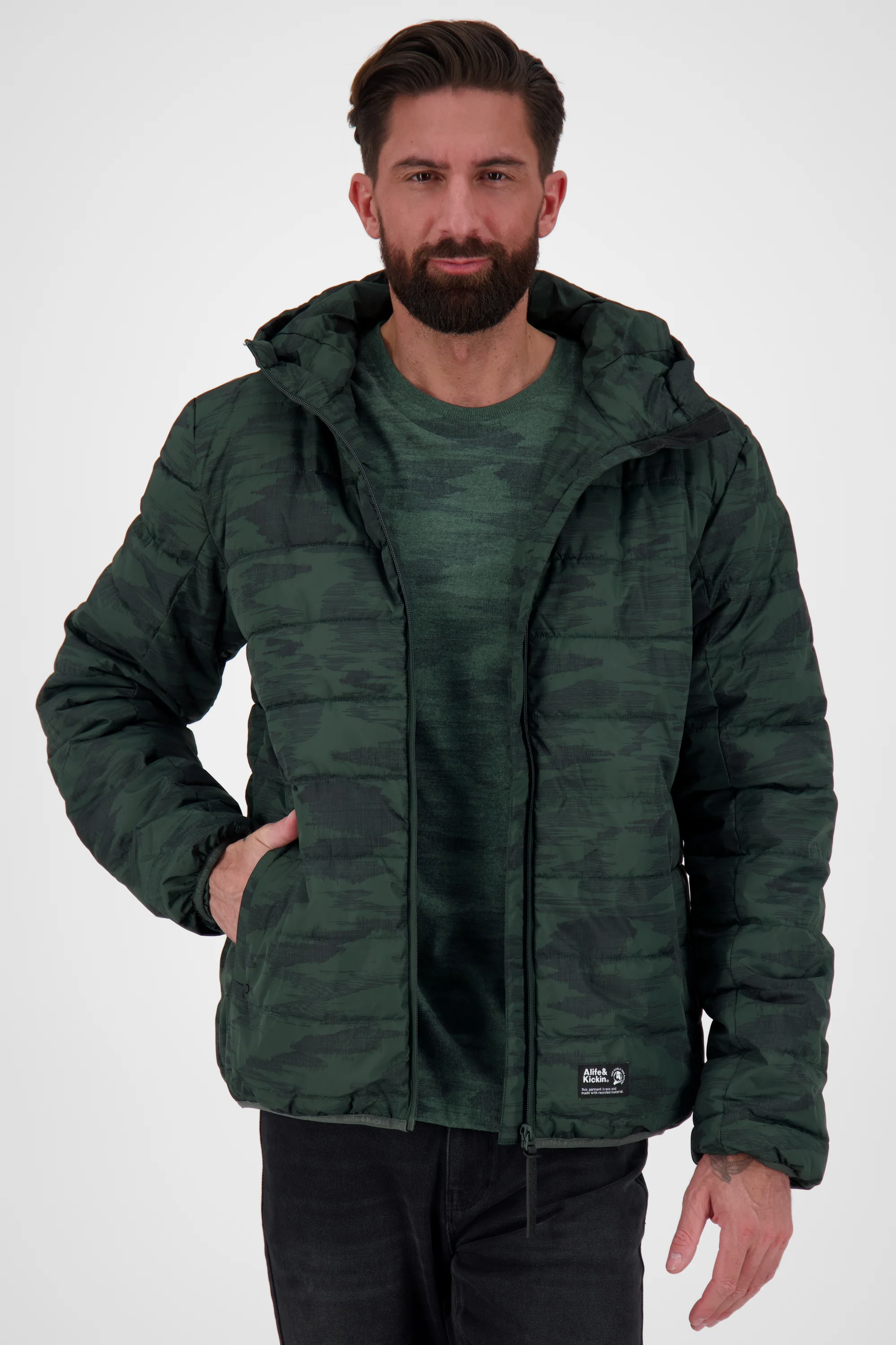Bild von Alife and Kickin Herrenjacke Mr WhiteAK B - modische Steppjacke Dunkelgrün