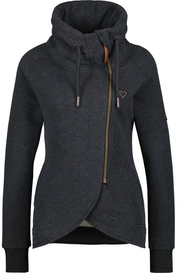 Bild von ALIFE and Kickin MerylAK A Sweatjacket – Damen Sweatjacke – Kapuzenjacke mit Reißverschluss – Kurze Zipper Jacke für Herbst & Winter Moonless Melange XS