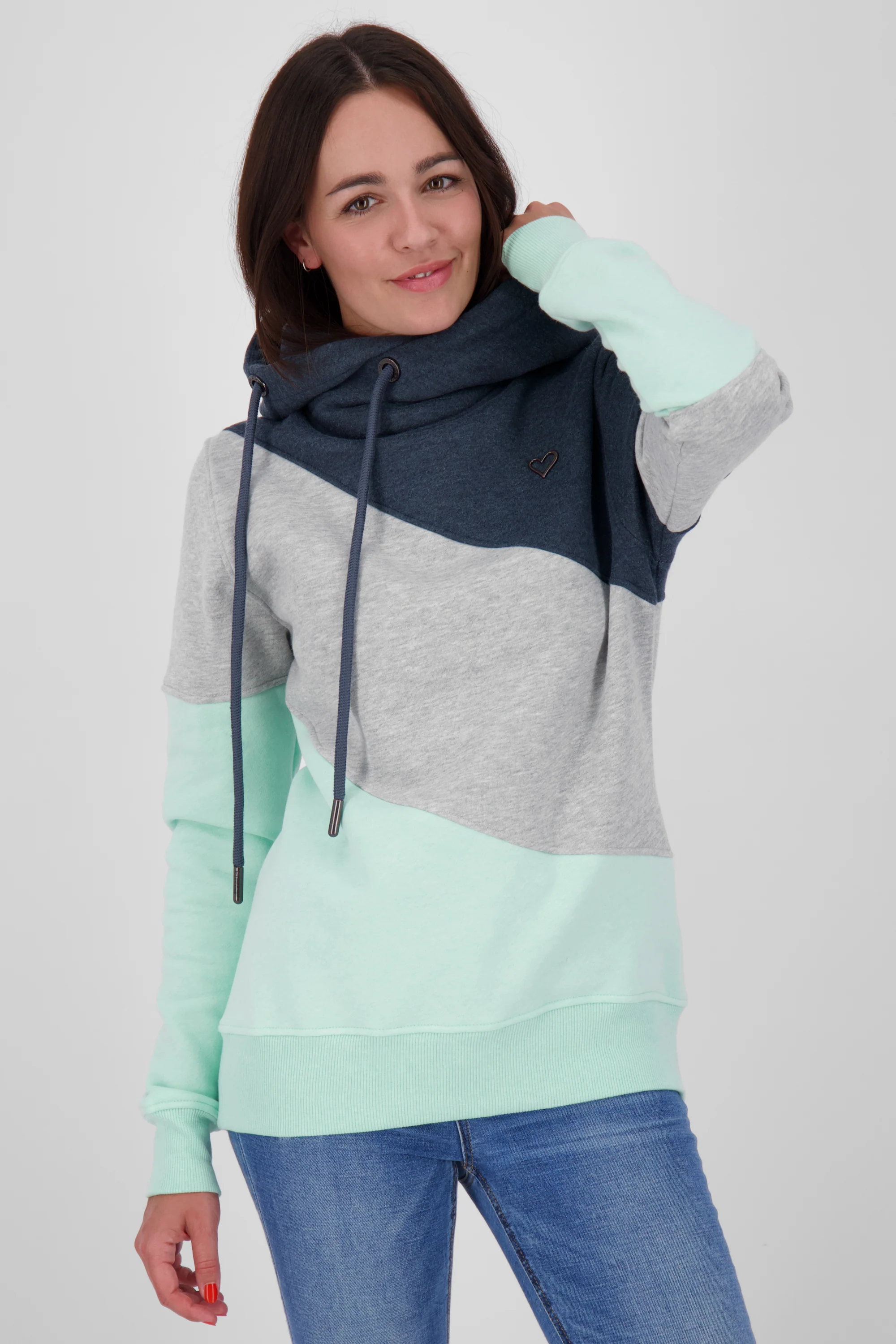 Bild von Dreifarbiges Kapuzensweatshirt StacyAK A Damen Hellgrün