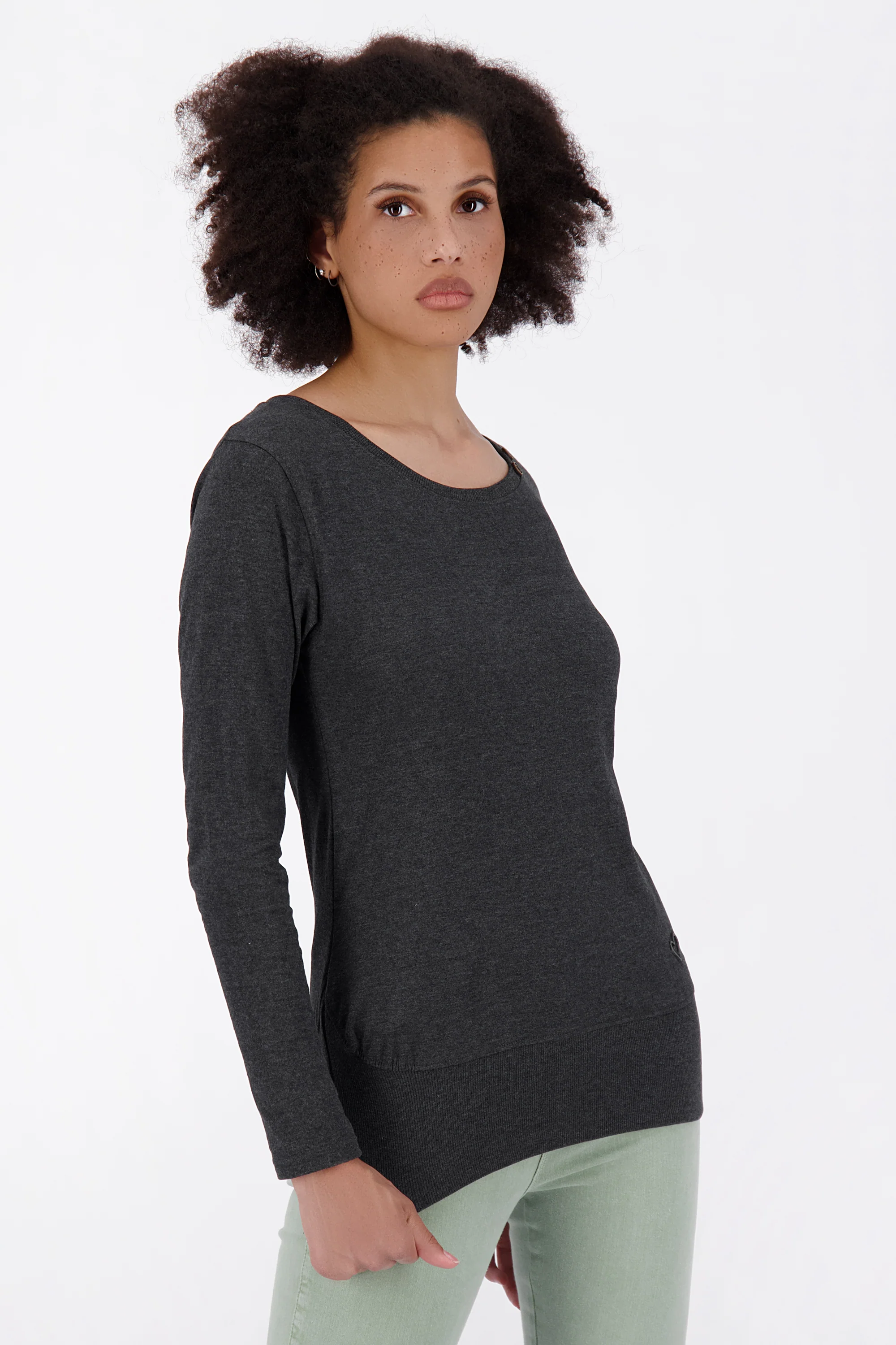 Bild von Alife And Kickin - Conny A Moonless Melange - Longsleeve - Schwarz - L - 65% Baumwolle, 35% Polyester,Jersey