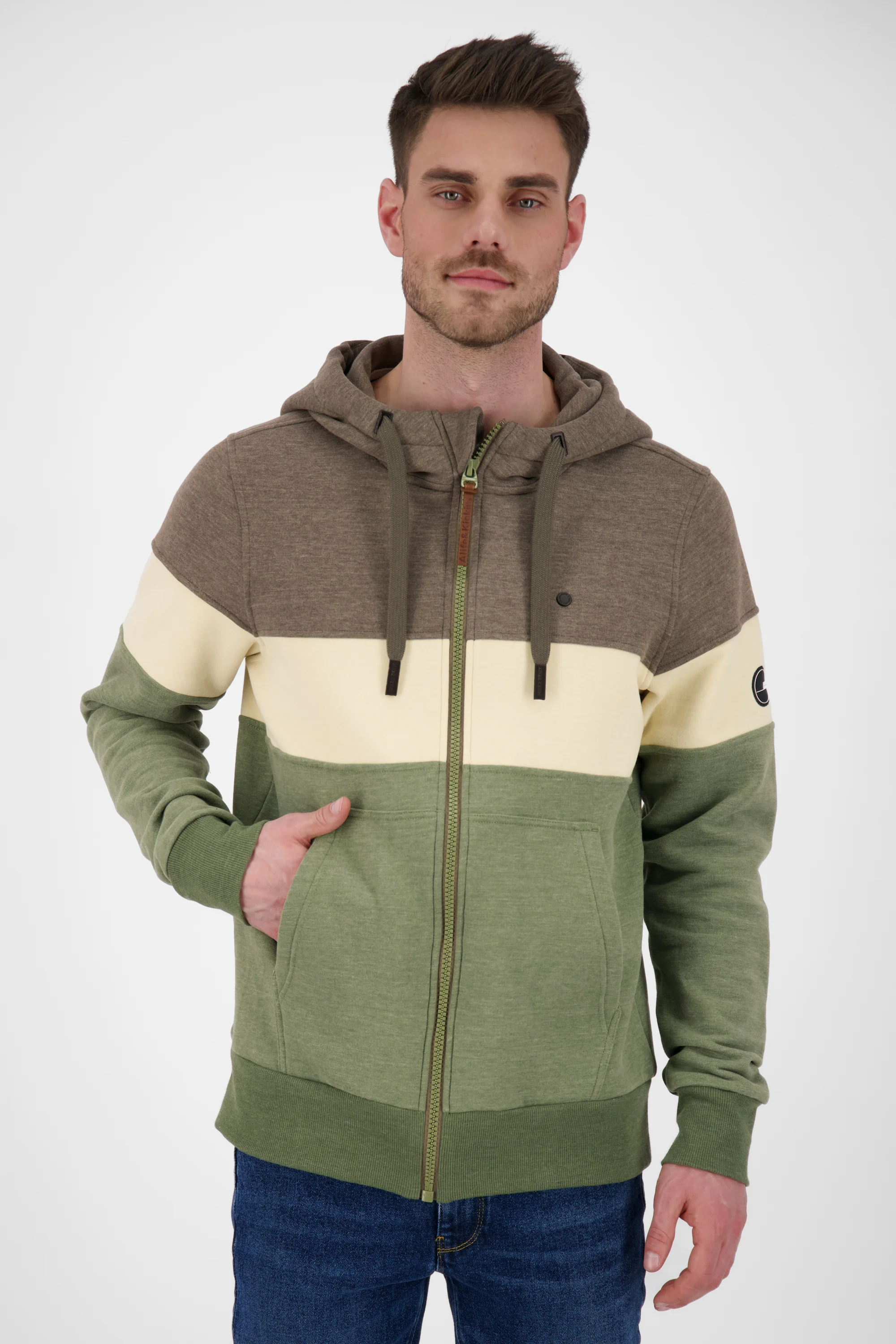 Bild von Trendiges Sweatjacket KingsleyAK A mit Colourblocking Braun