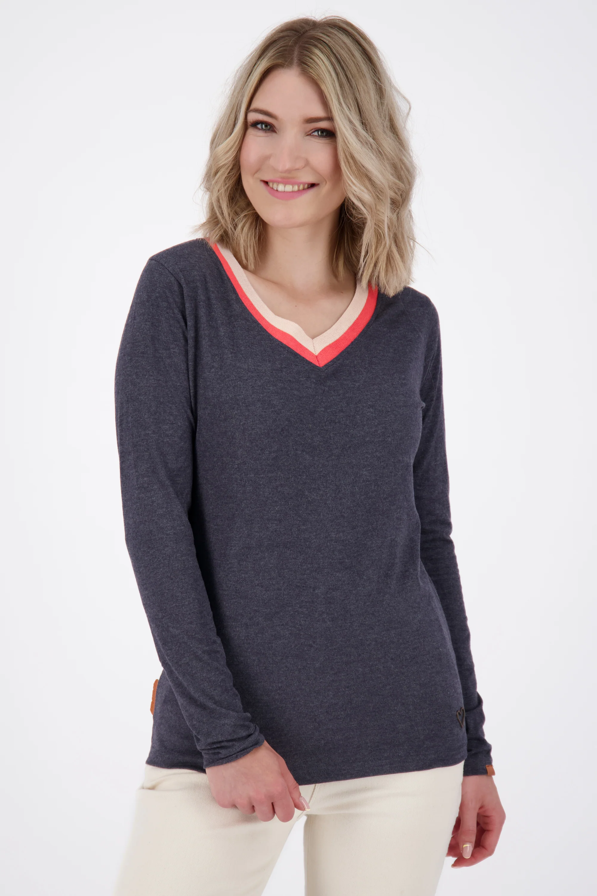 Bild von IziaAK A Langarmshirt Damen mit Streifen Dunkelblau