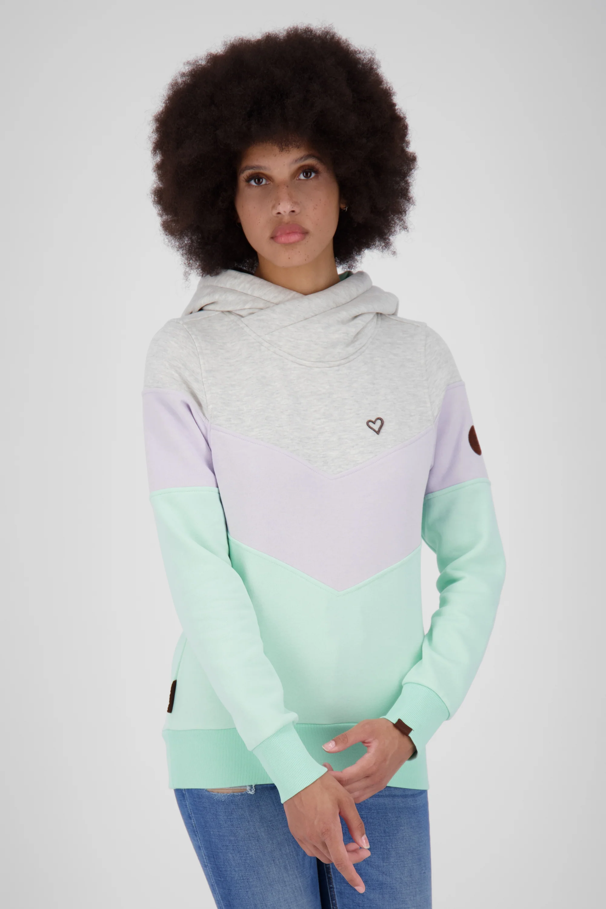 Bild von StanaAK A Hoodie Damen mit Colorblock Hellgrün