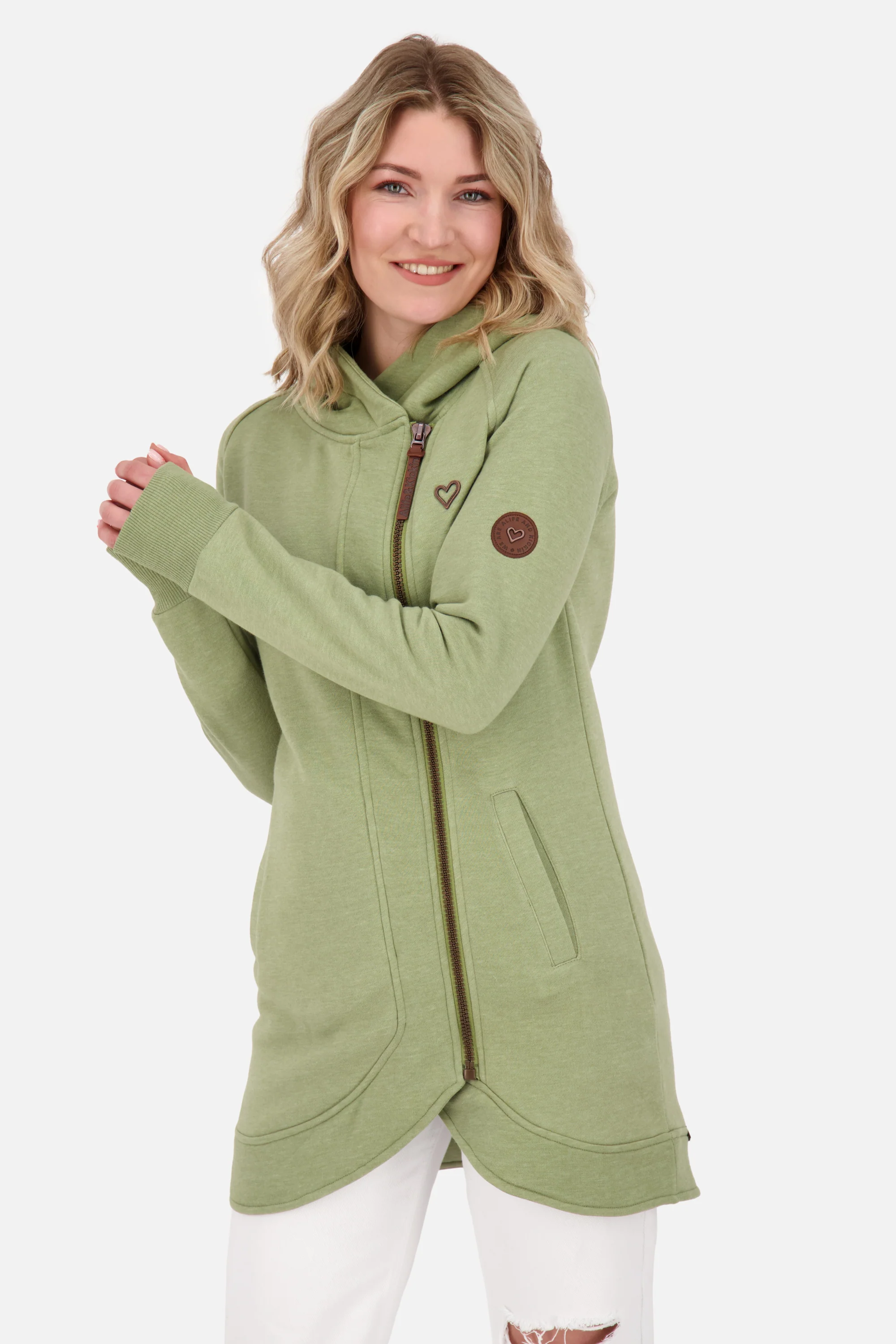 Bild von MaryAK lange Sweatjacke Damen Grün