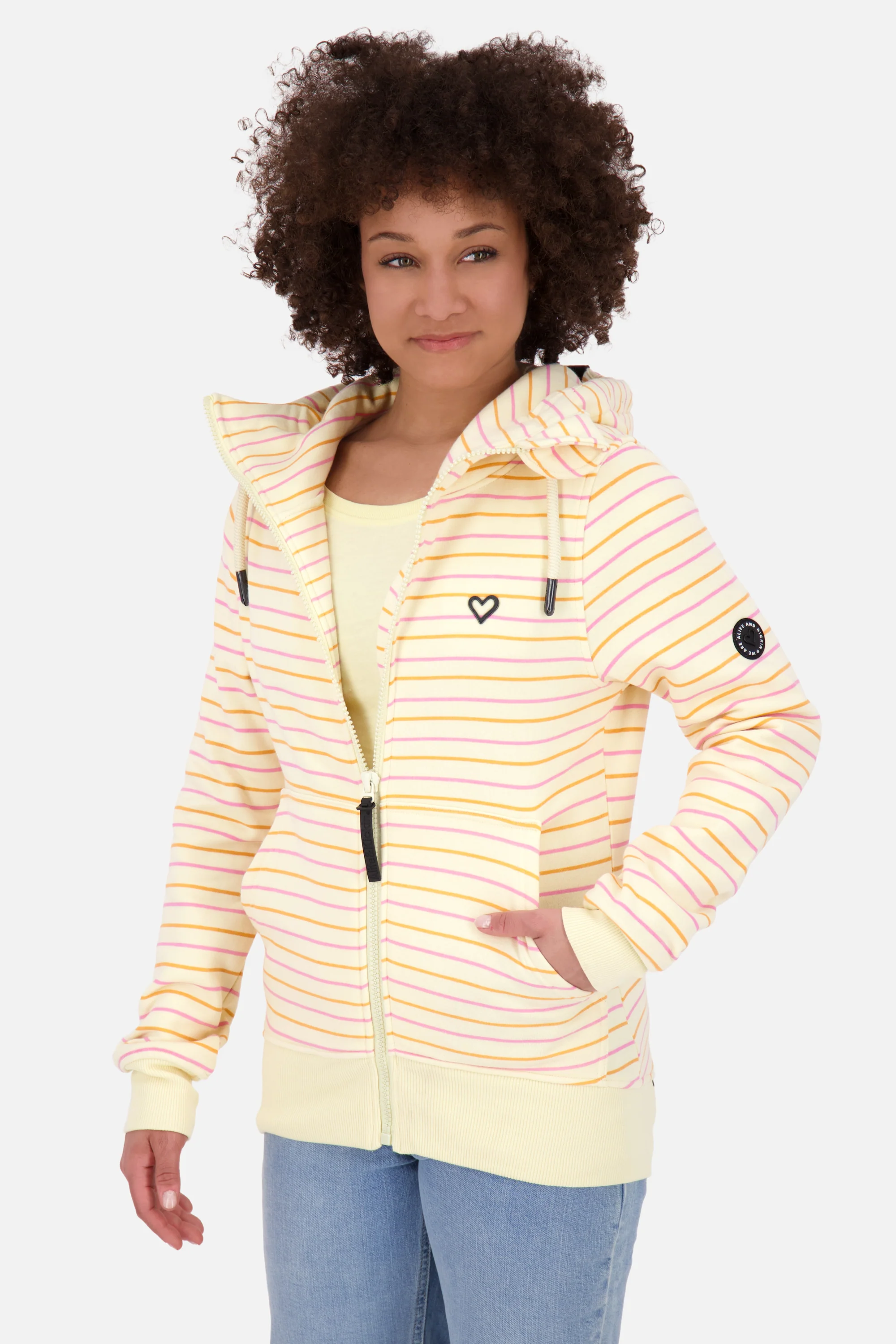 Bild von SnakecharmerAK A Sweatjacke Damen mit Streifen Gelb