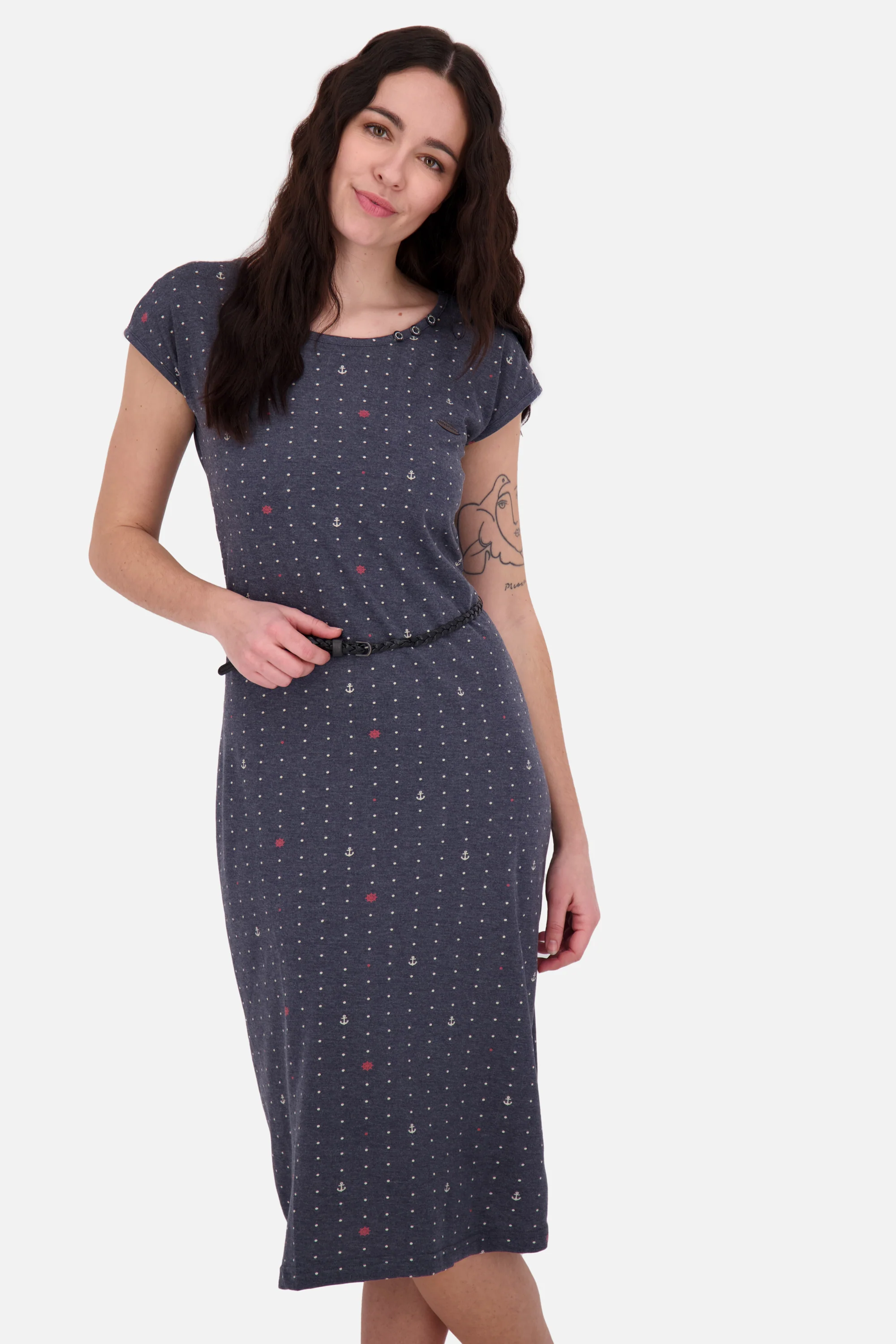Bild von Damen Jerseykleid mit Flechtgürtel - MelliAK B von Alife and Kickin Dunkelblau