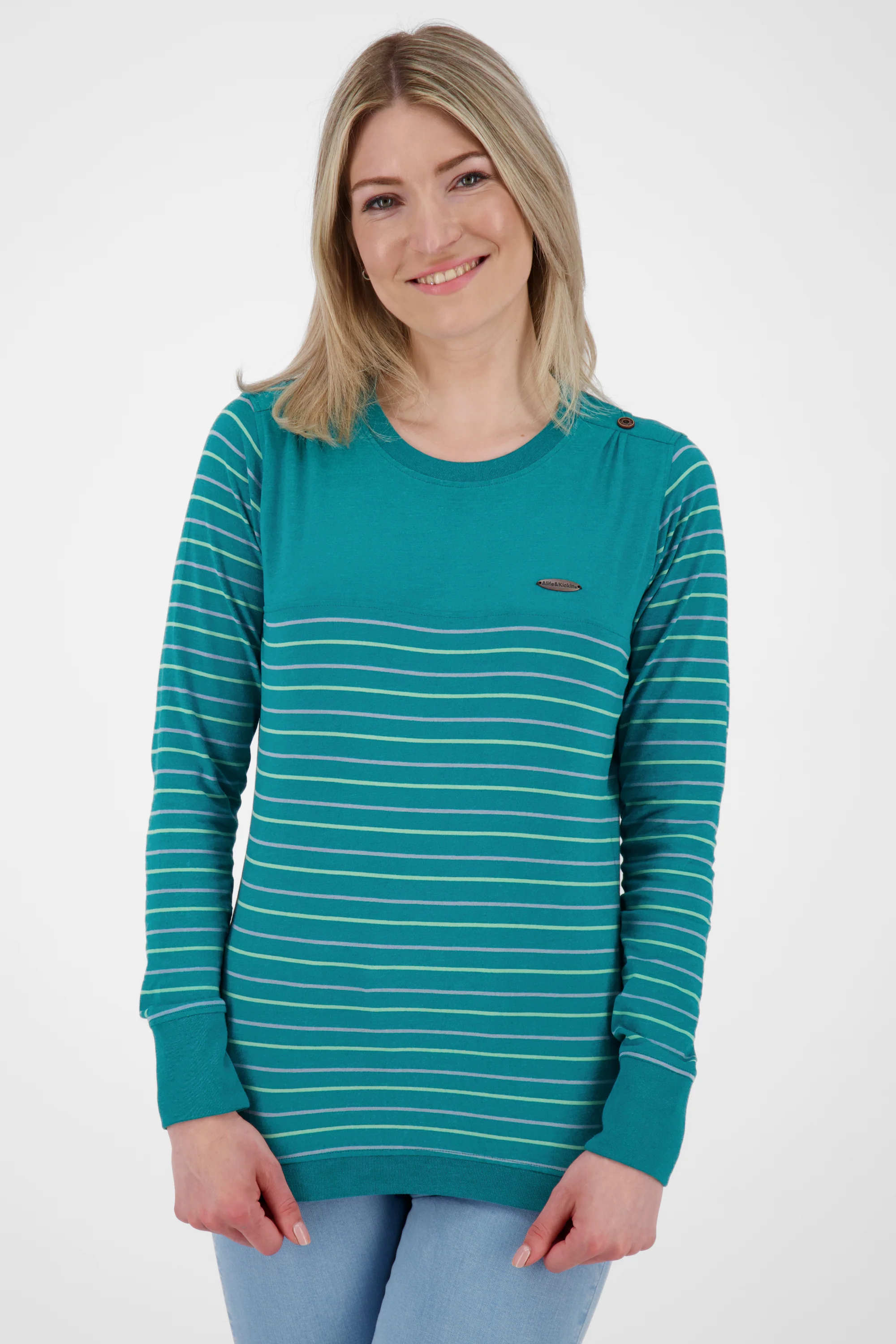 Bild von LeonieAK Z Langarmshirt Damen mit Rundhalsausschnitt Dunkelgrün