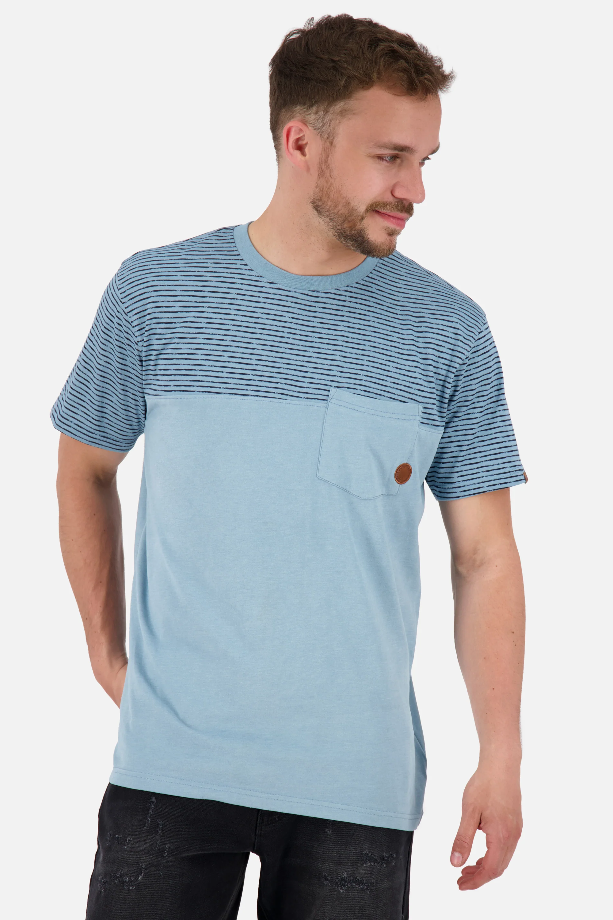 Bild von Sportliches Herren T-Shirt LeopoldAK Z mit Streifen Grau
