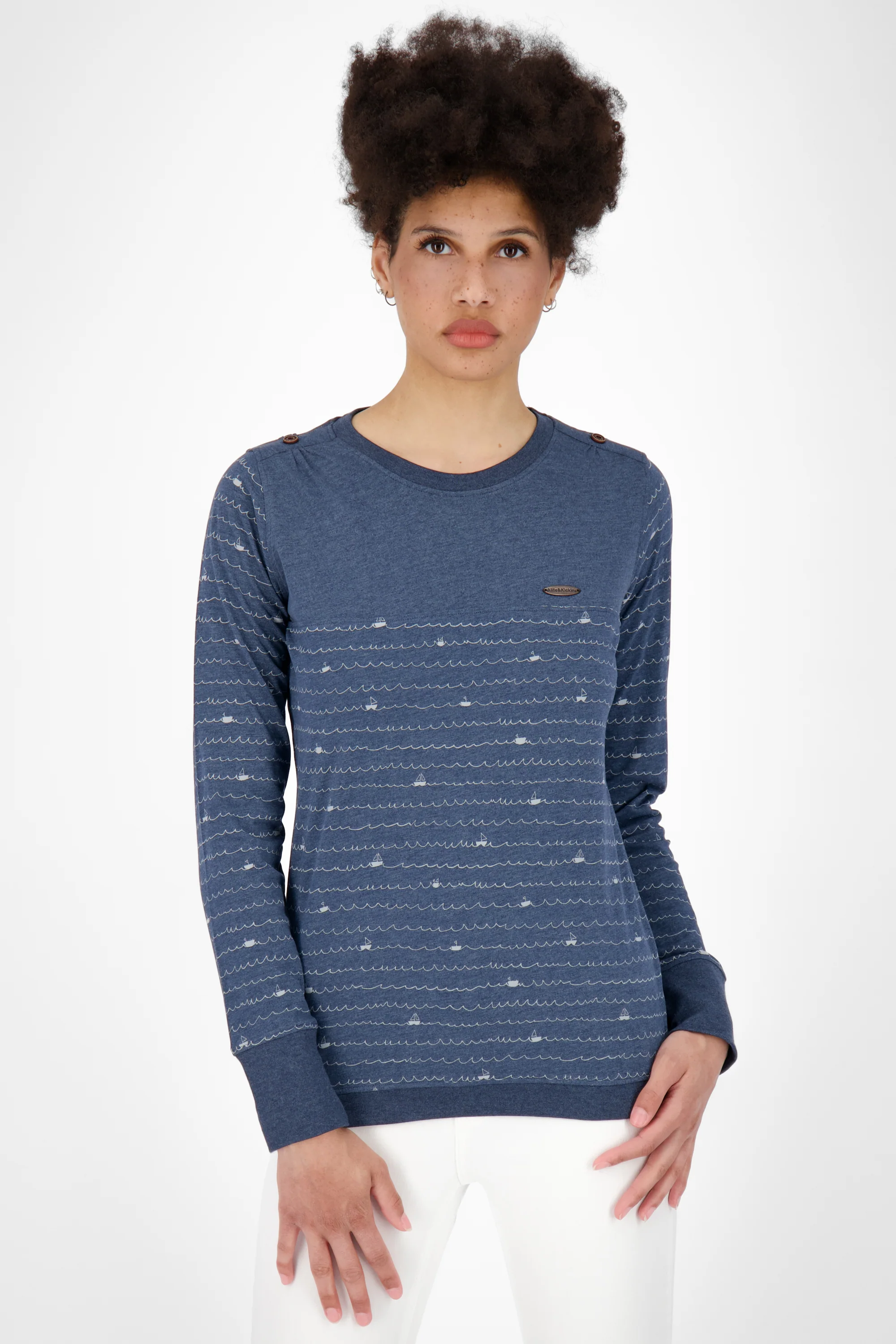 Bild von ALIFE and Kickin LeonieAK B Longsleeve Damen Langarmshirt, Shirt Marine Melange L