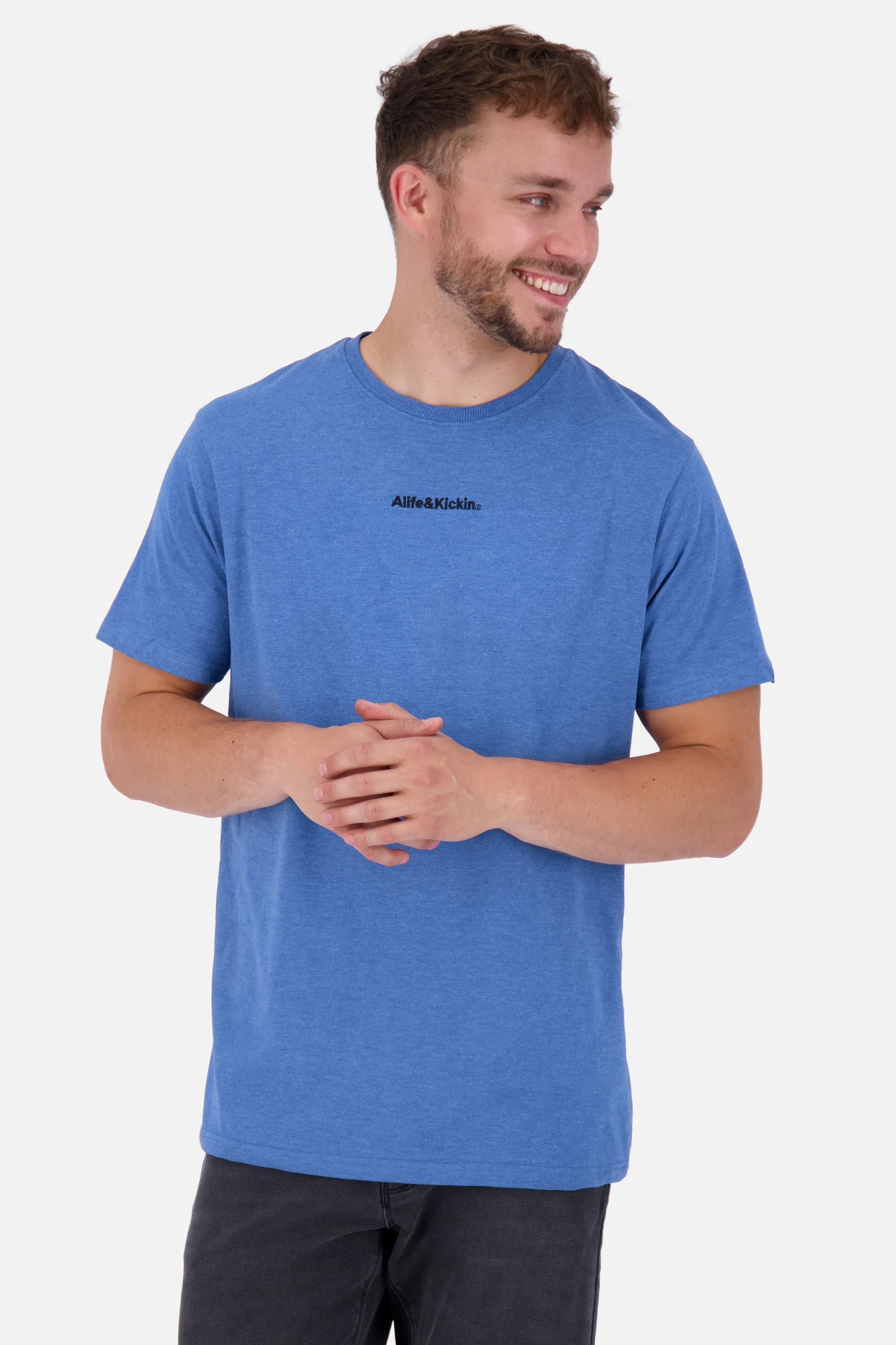 Bild von Alife and Kickin T-Shirt Herren: AlfieAK E mit markanter Logostickerei Blau